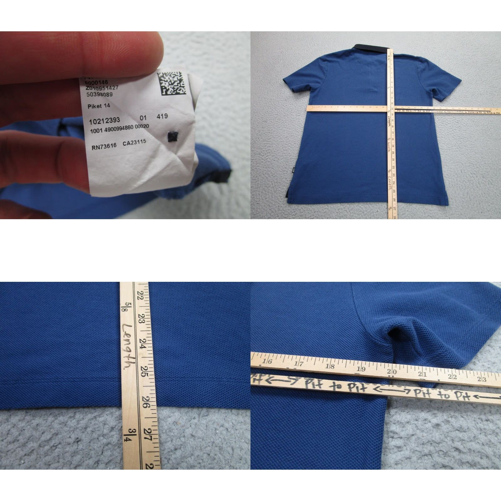 Hugo Boss Hugo Boss Polo Shirt Mens Medium Blue Piket 14 Regular Fit Contrast Collar Size US M / EU 48-50 / 2 - 8 Thumbnail
