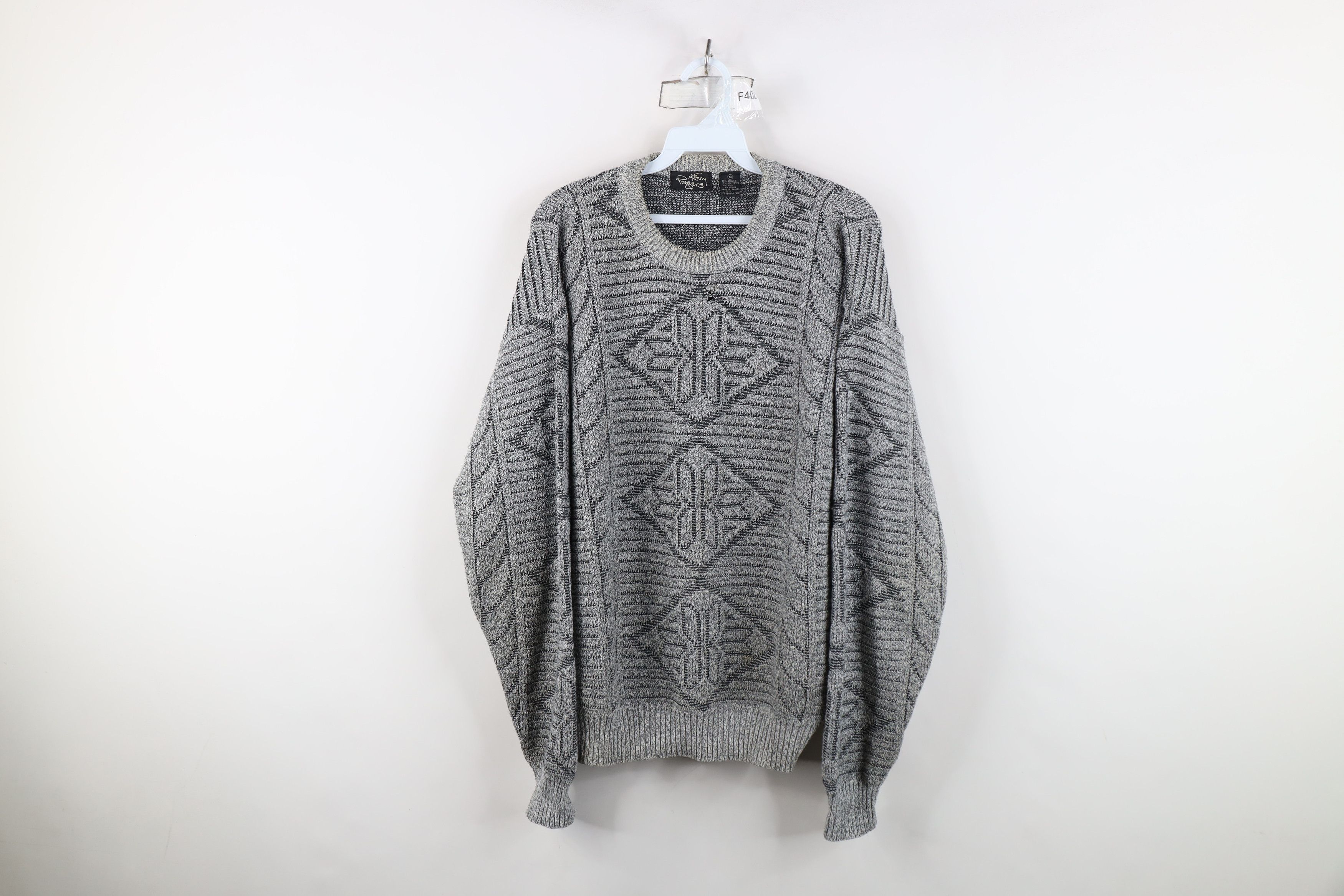 Vintage Vintage 90s Streetwear Ribbed Knit Crewneck Sweater Gray Size US M / EU 48-50 / 2 - 1 Thumbnail