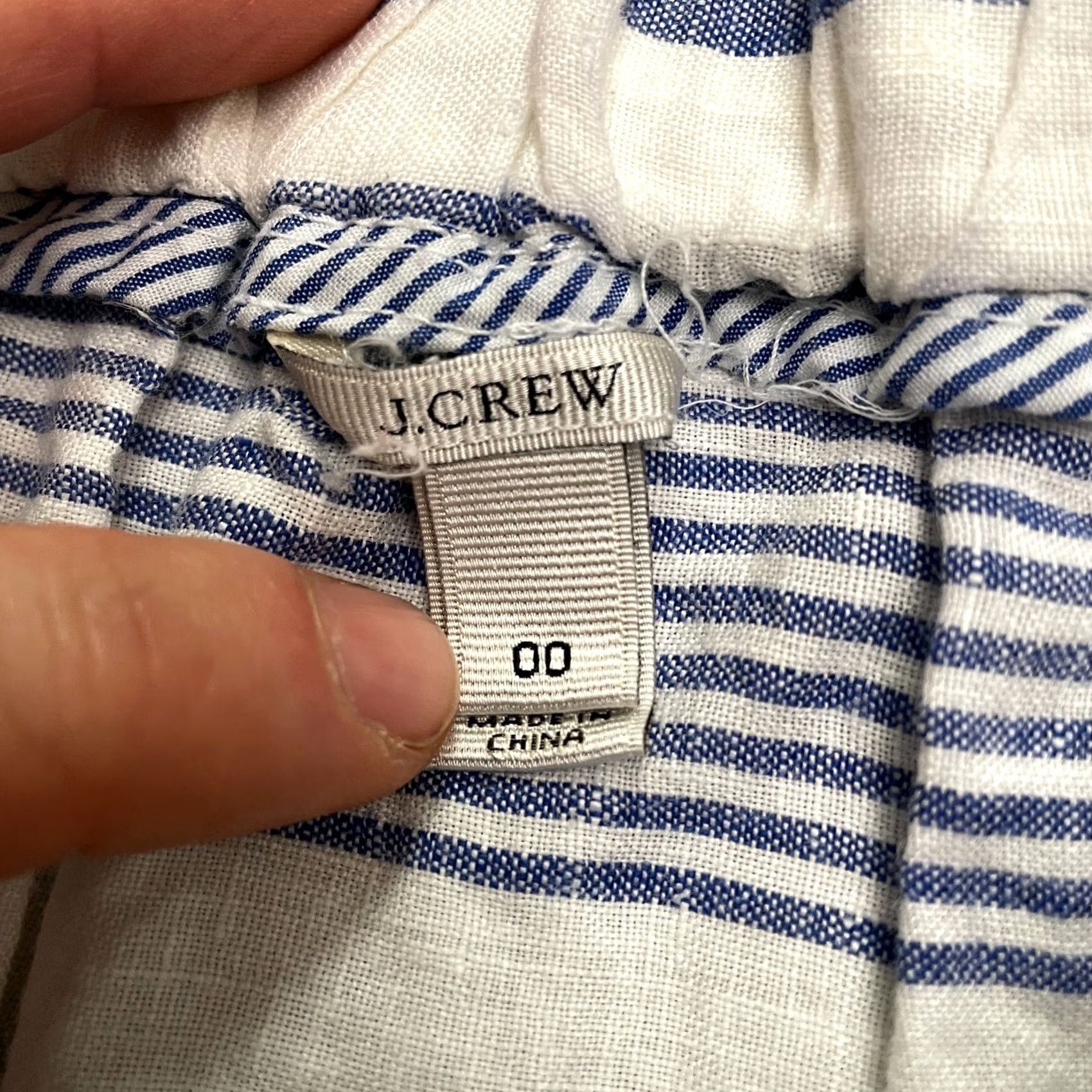 J.Crew J.CREW Mini Skirt Womens 00 Blue White Striped Linen Blend Elastic Casual Size 24" / US 00 / IT 34 - 5 Thumbnail