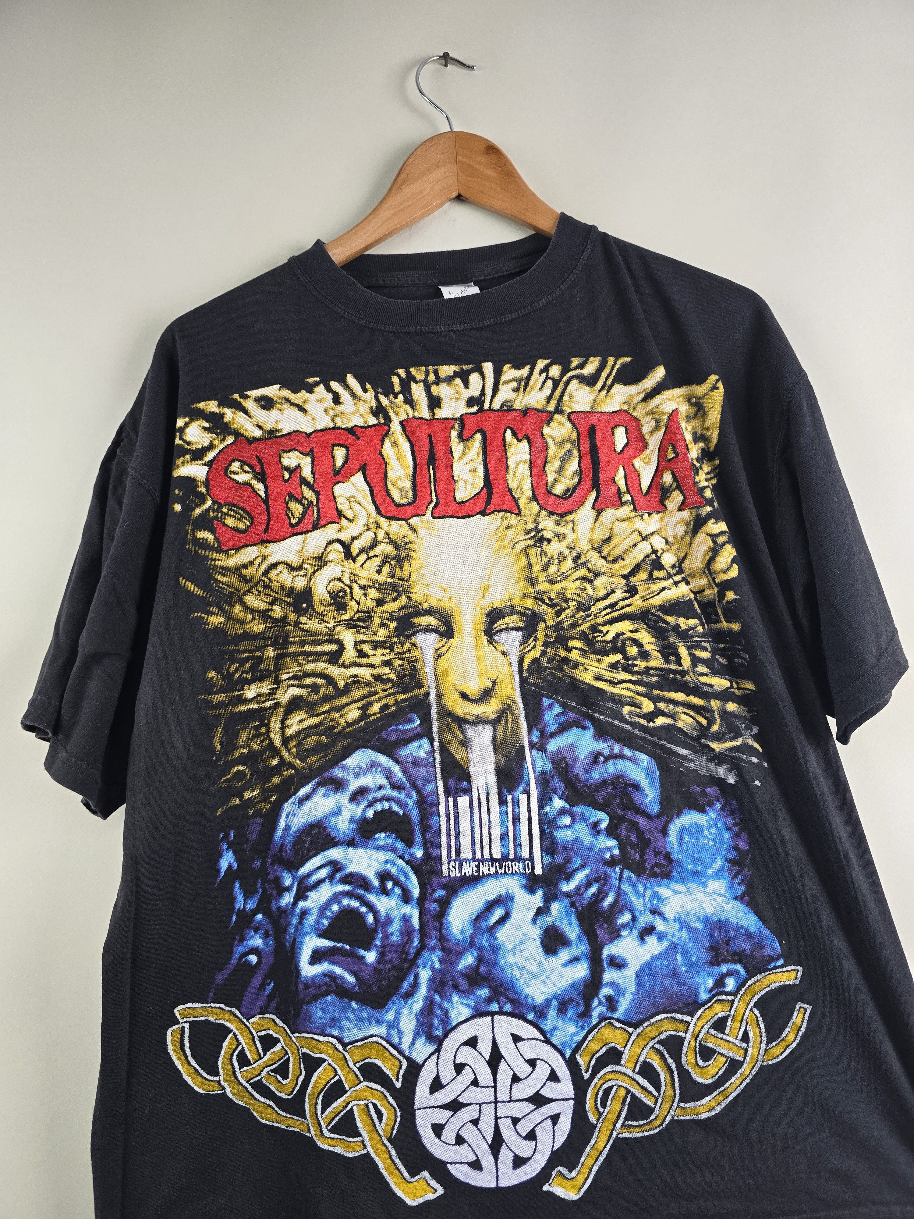 Band Tees × Vintage 90s Sepultura Slave New World 1994 L 23" 26.5" Size US L / EU 52-54 / 3 - 2 Thumbnail