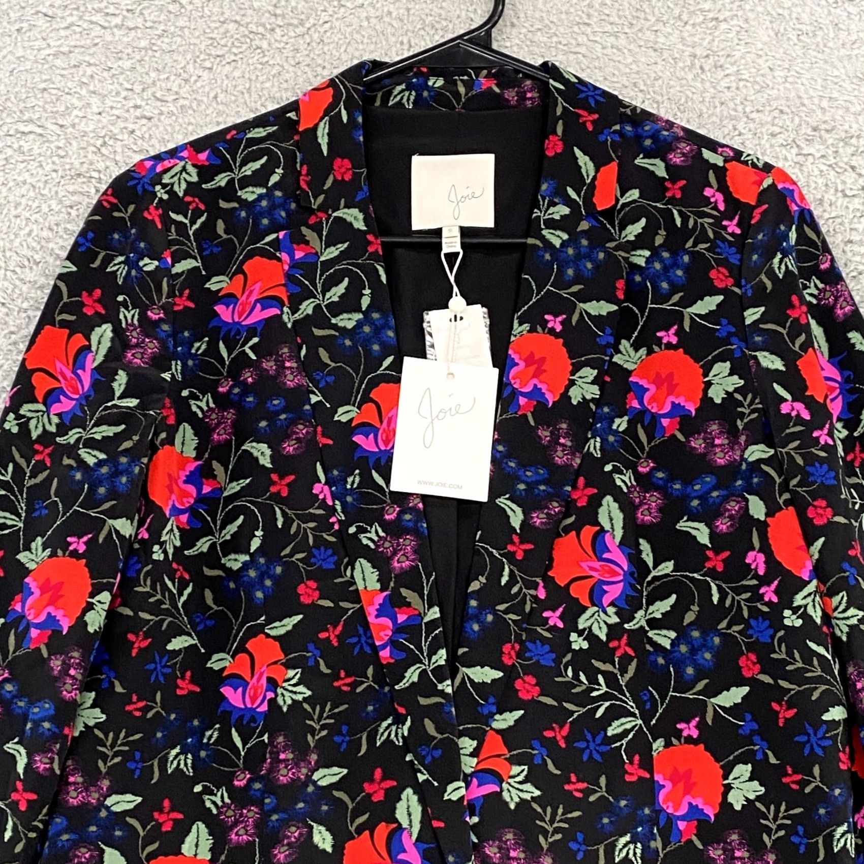 Joie Joie Blazer Silk Floral S Black Women Small Mid-Length Long Sleeve Button Jacket Mens Womens Girls not Size S / US 4 / IT 40 - 2 Thumbnail