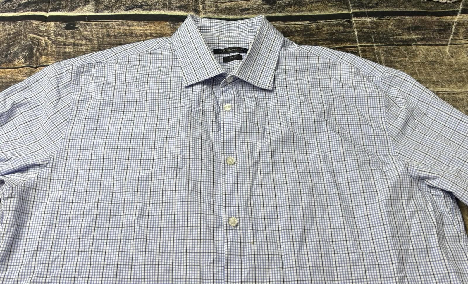 John Varvatos John Varvatos Shirt Men's 17.5 34/35 Plaid Cutaway Collar Size US XXL / EU 58 / 5 - 3 Thumbnail