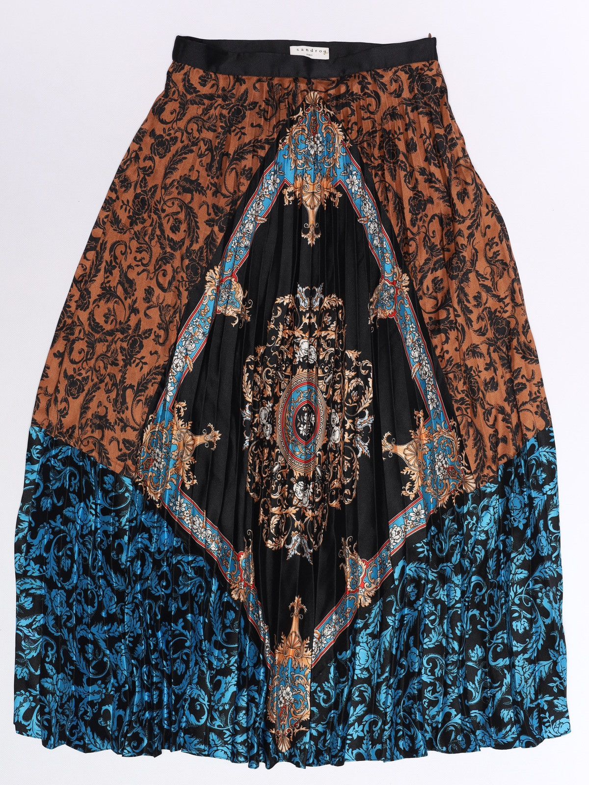 Sandro Sandro Ivona Printed Multicoloured Mid Skirt Pleated Size 25" / US 0 / IT 36 - 3 Thumbnail