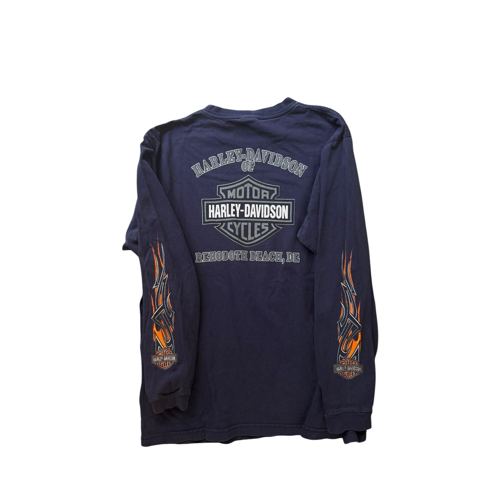 Harley Davidson Vintage Harley Davidson Navy Pocket Hit Flame Long Sleeve Size US XL / EU 56 / 4 - 5 Thumbnail