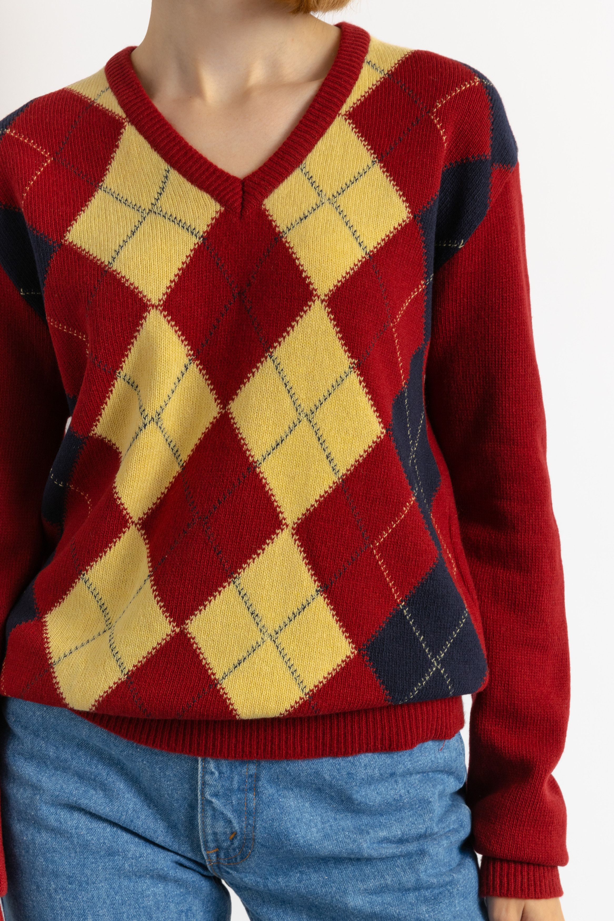 Vintage Jumper Wool Large Jumper Minimalist V neck Sweater 7347 Size M / US 6-8 / IT 42-44 - 8 Thumbnail
