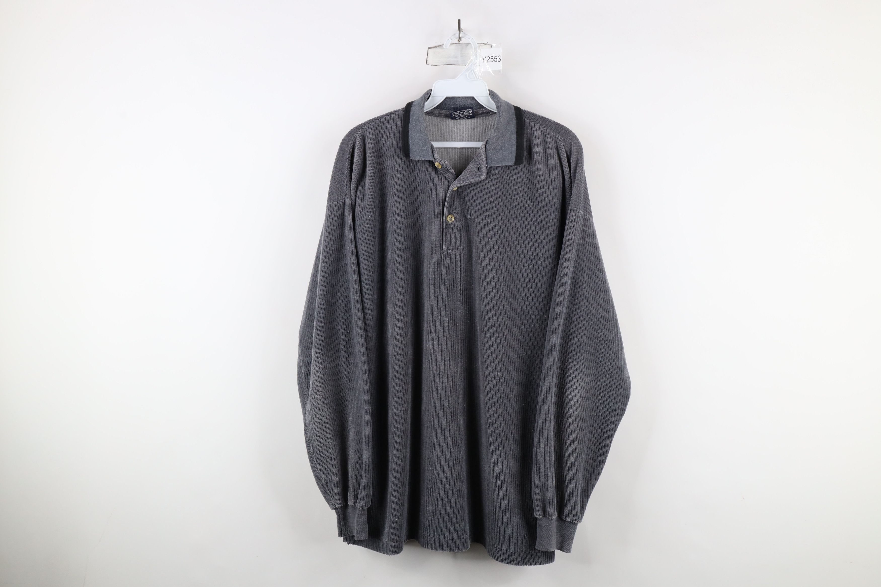 Vintage Vintage 90s Streetwear Fleece Collared Polo Sweater Gray USA Size US XL / EU 56 / 4 - 1 Thumbnail