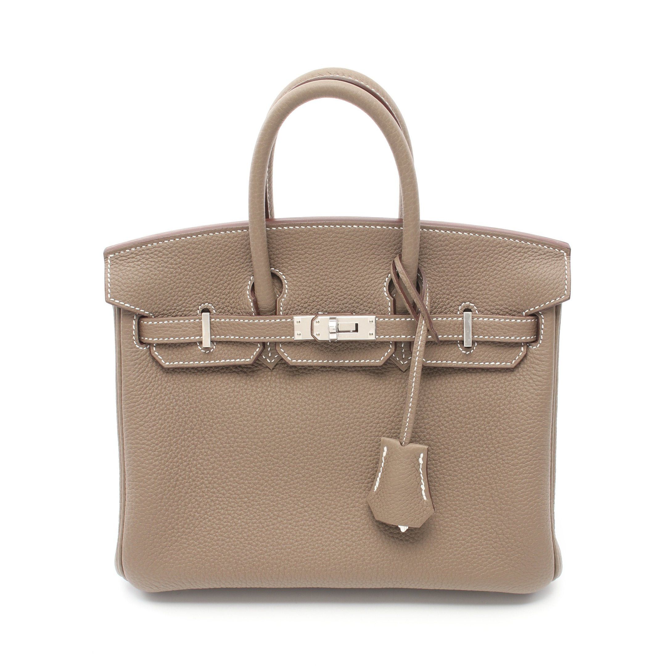 Hermes Hermes Birkin 25 Etoupe Handbag Togo Gray Beige Silver Hardware Double Engraved Size ONE SIZE - 1 Thumbnail