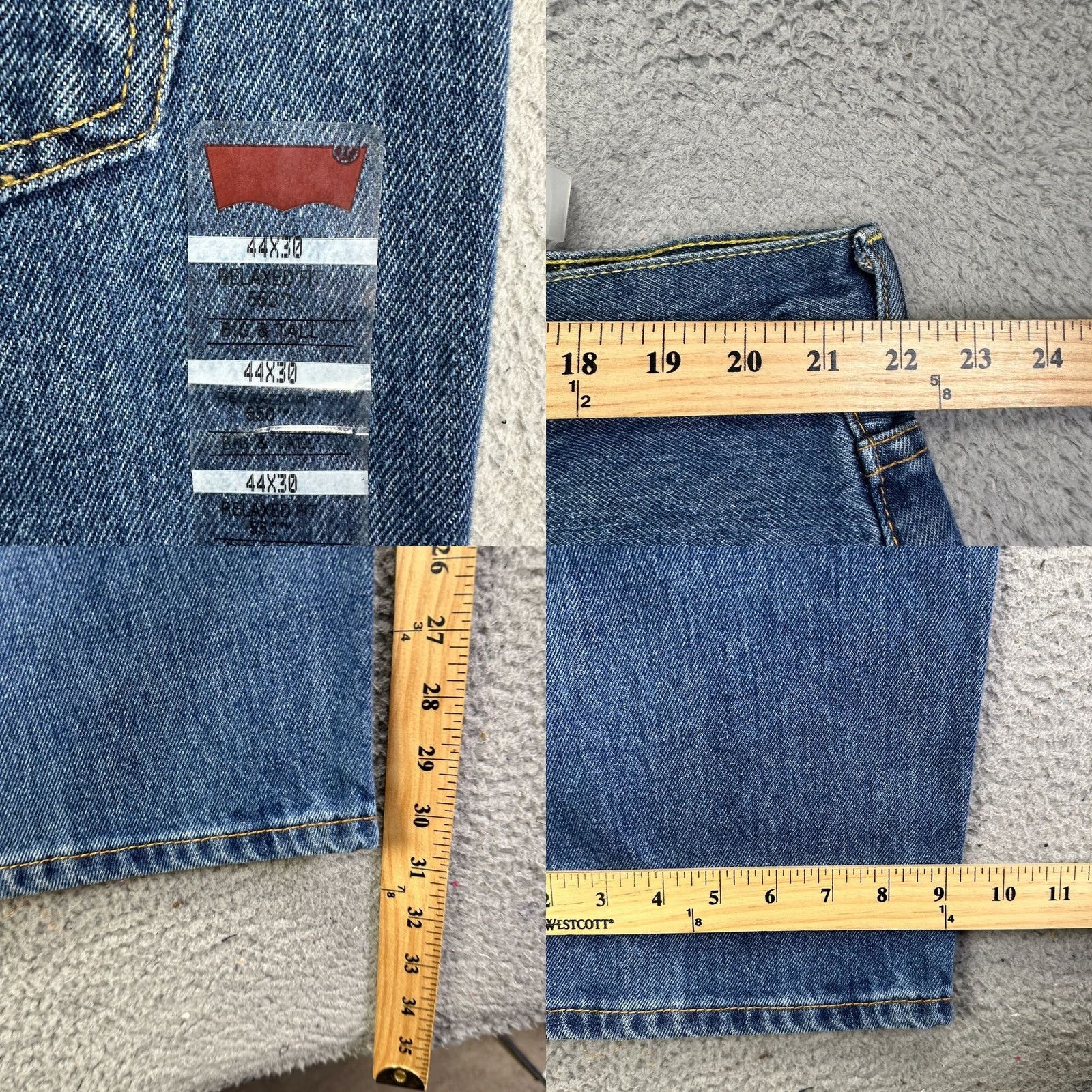 Levi's VINTAGE Levis 550 Big & Tall Jeans Mens 44X30 Blue Denim 5 Pocket Relaxed Tapered Red Tab Jeans NEW Size US 44 / EU 60 - 8 Thumbnail