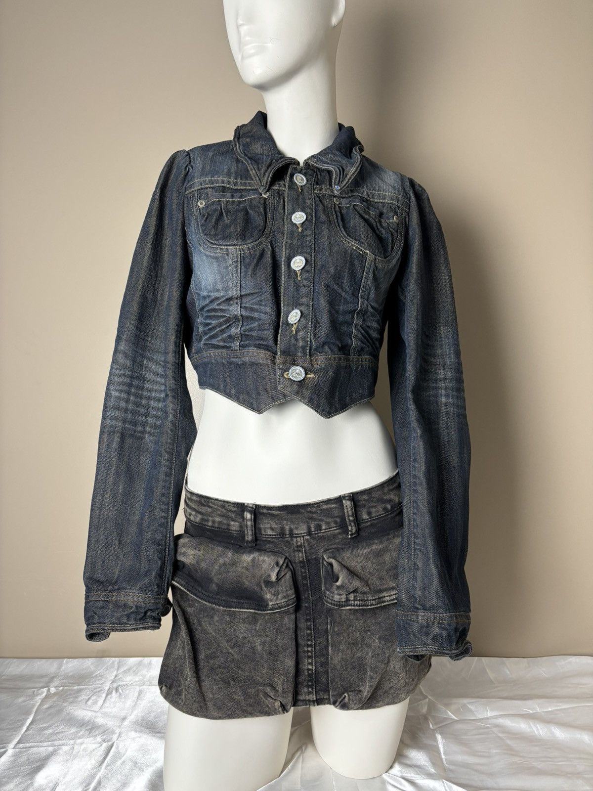 Other Avant garde 2000s cropped denim jacket with wire Size M / US 6-8 / IT 42-44 - 3 Thumbnail