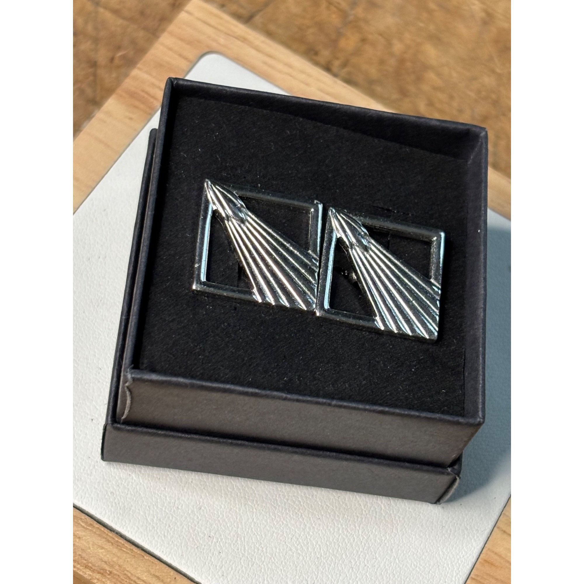 Other Vintage Silver Square Art Deco-Inspired Cufflinks With Etche Size ONE SIZE - 3 Thumbnail