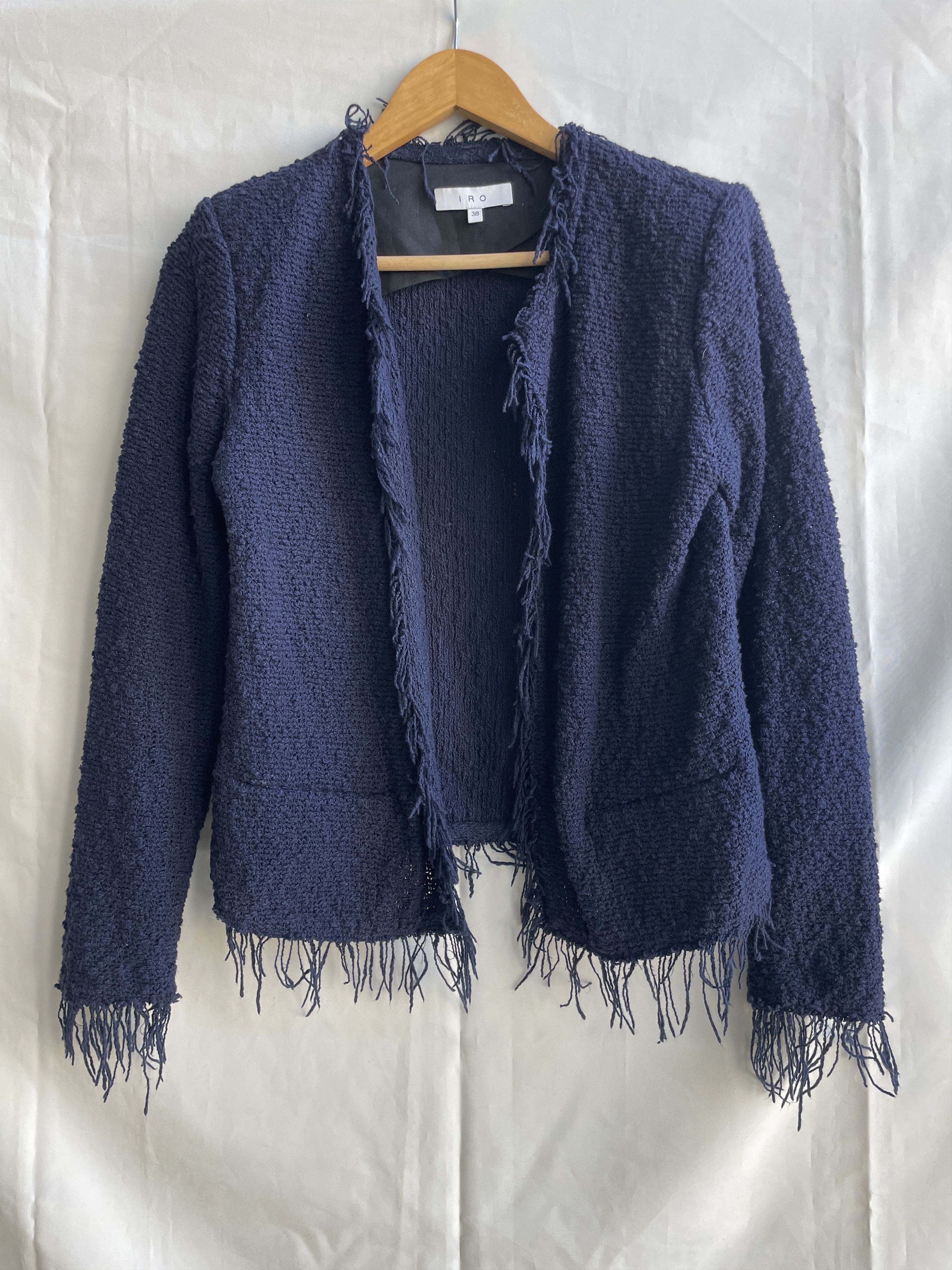 Iro Shavanispe Fringe Boucle Open Front Blazer Jacket