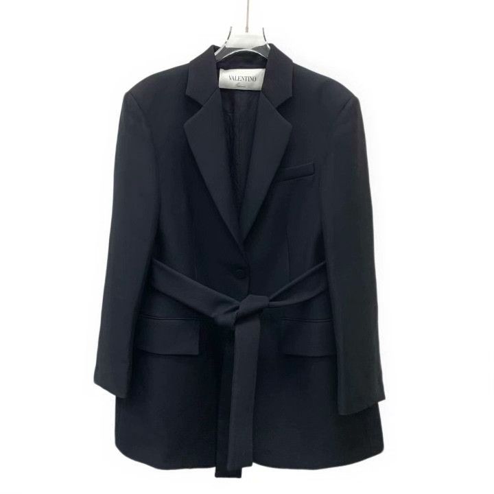 Valentino Valentino Black Silk Lapel Belted Blazer Size M / US 6-8 / IT 42-44 - 1 Thumbnail