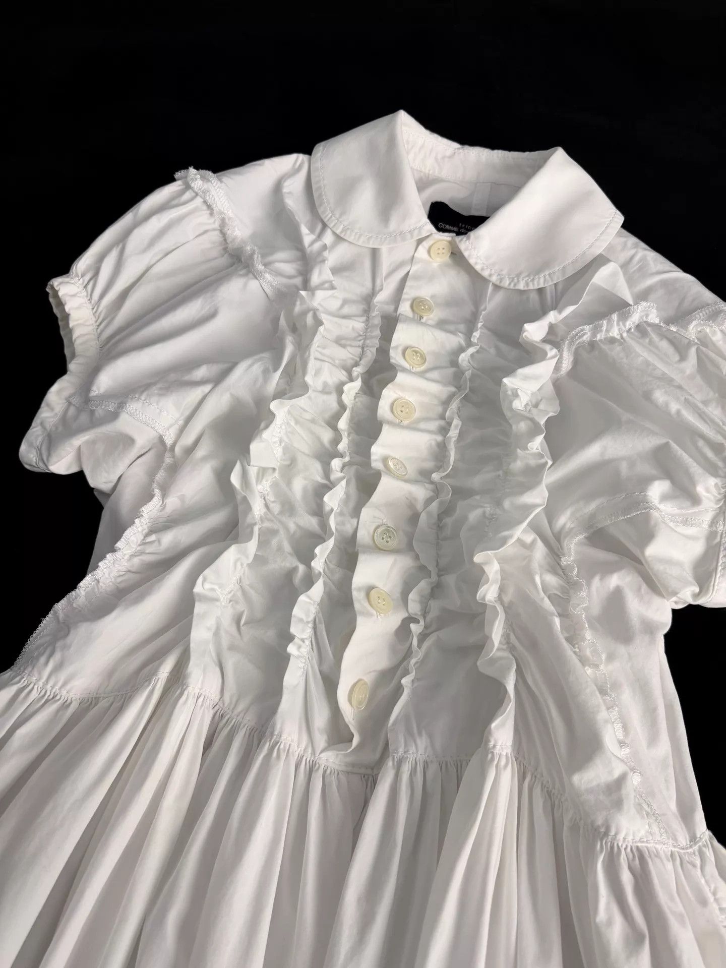 Comme des Garcons Comme des Garçons White Pleated Ruffled Tricot Dress S Size S / US 4 / IT 40 - 5 Thumbnail