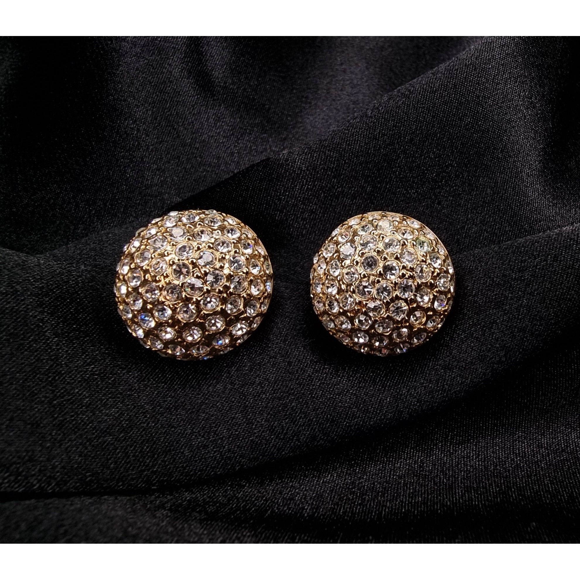 Vintage Vintage 1980s CAROLEE Signed Crystal Rhinestone Dome Earring Size ONE SIZE - 4 Thumbnail