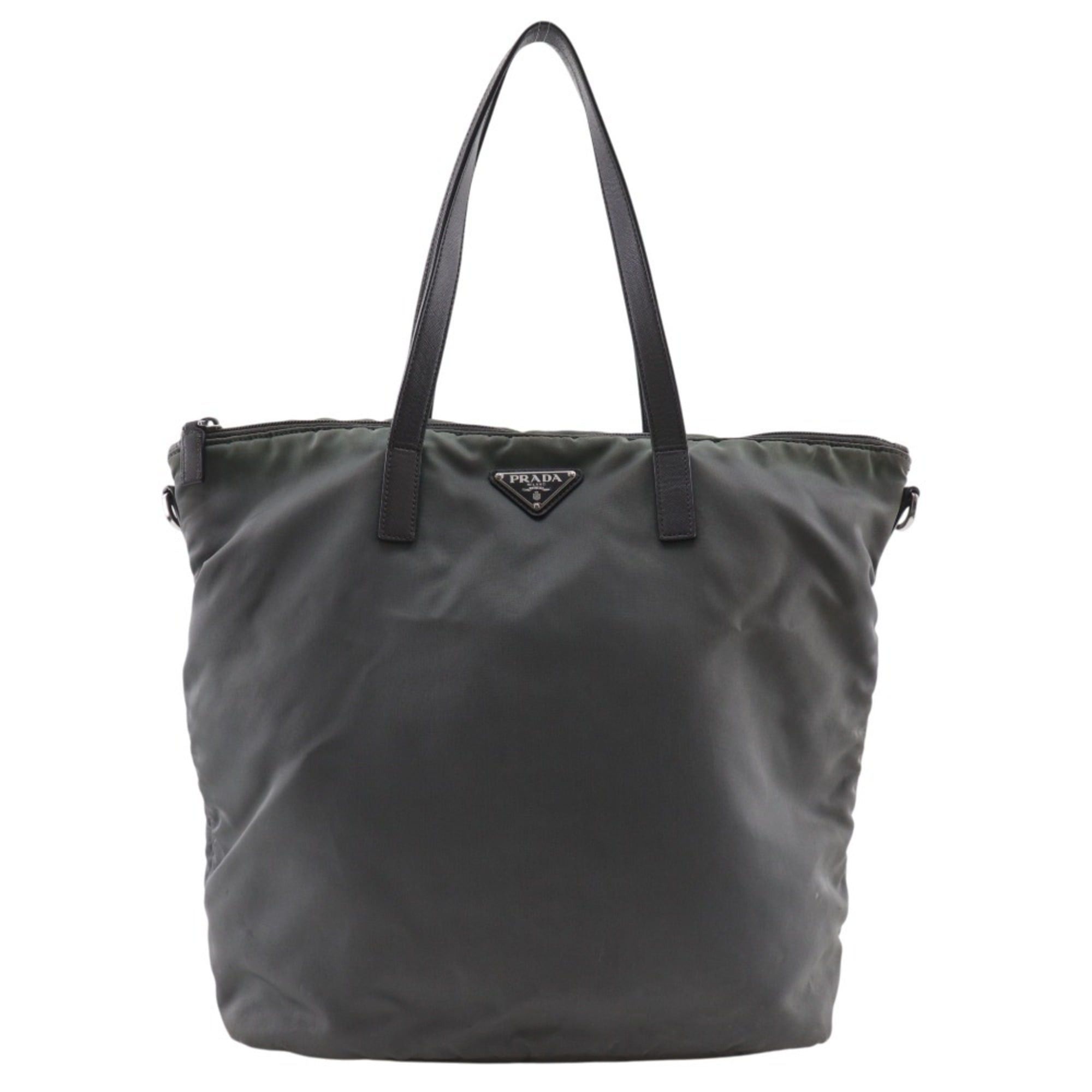 Prada Prada tote bag, nylon, khaki, A4 size, zipper closure, unisex. Size ONE SIZE - 1 Thumbnail