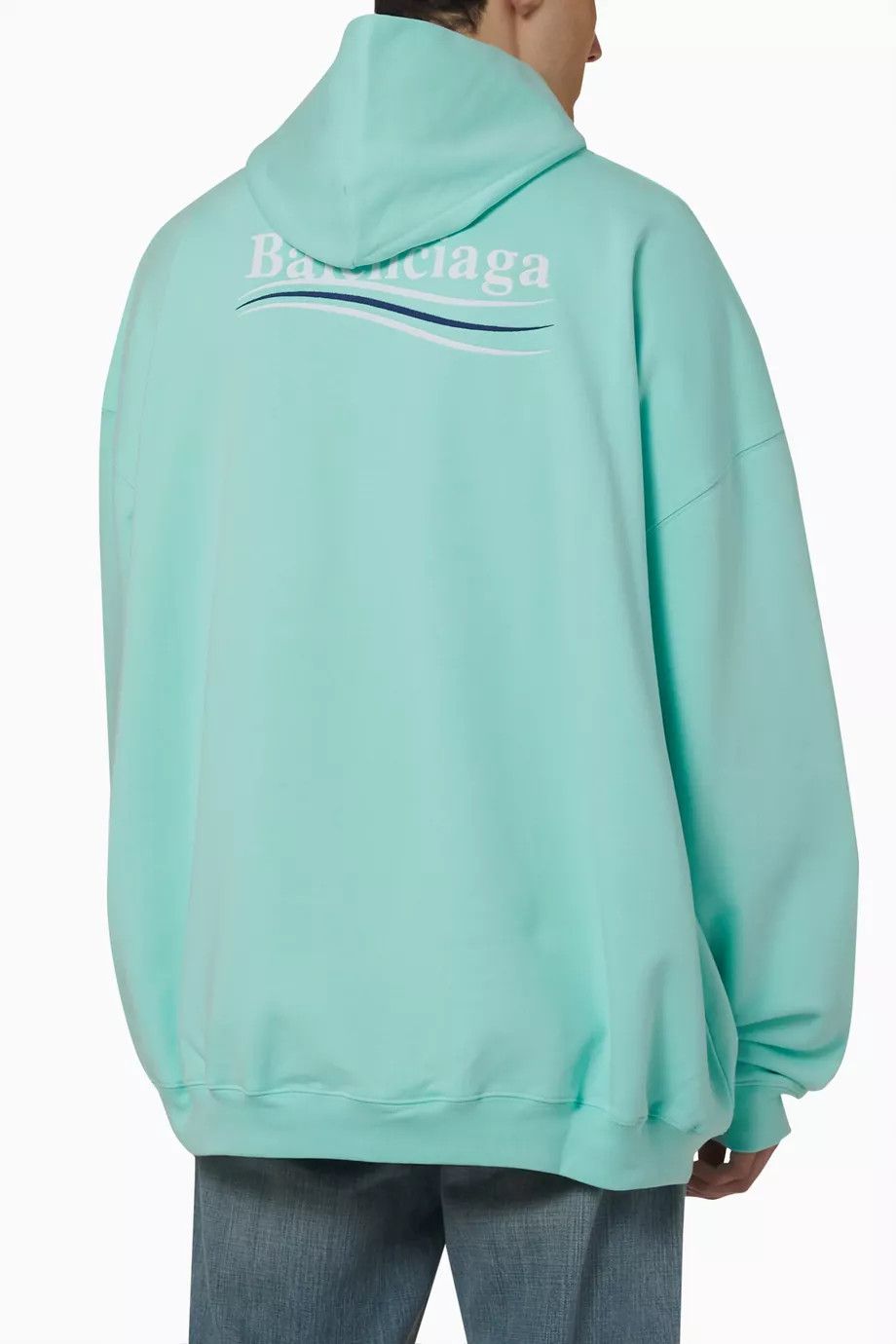 Balenciaga o1la1rc1a0924 Political Campaign Hoodie Large Fit Mint/White Size US S / EU 44-46 / 1 - 5 Thumbnail