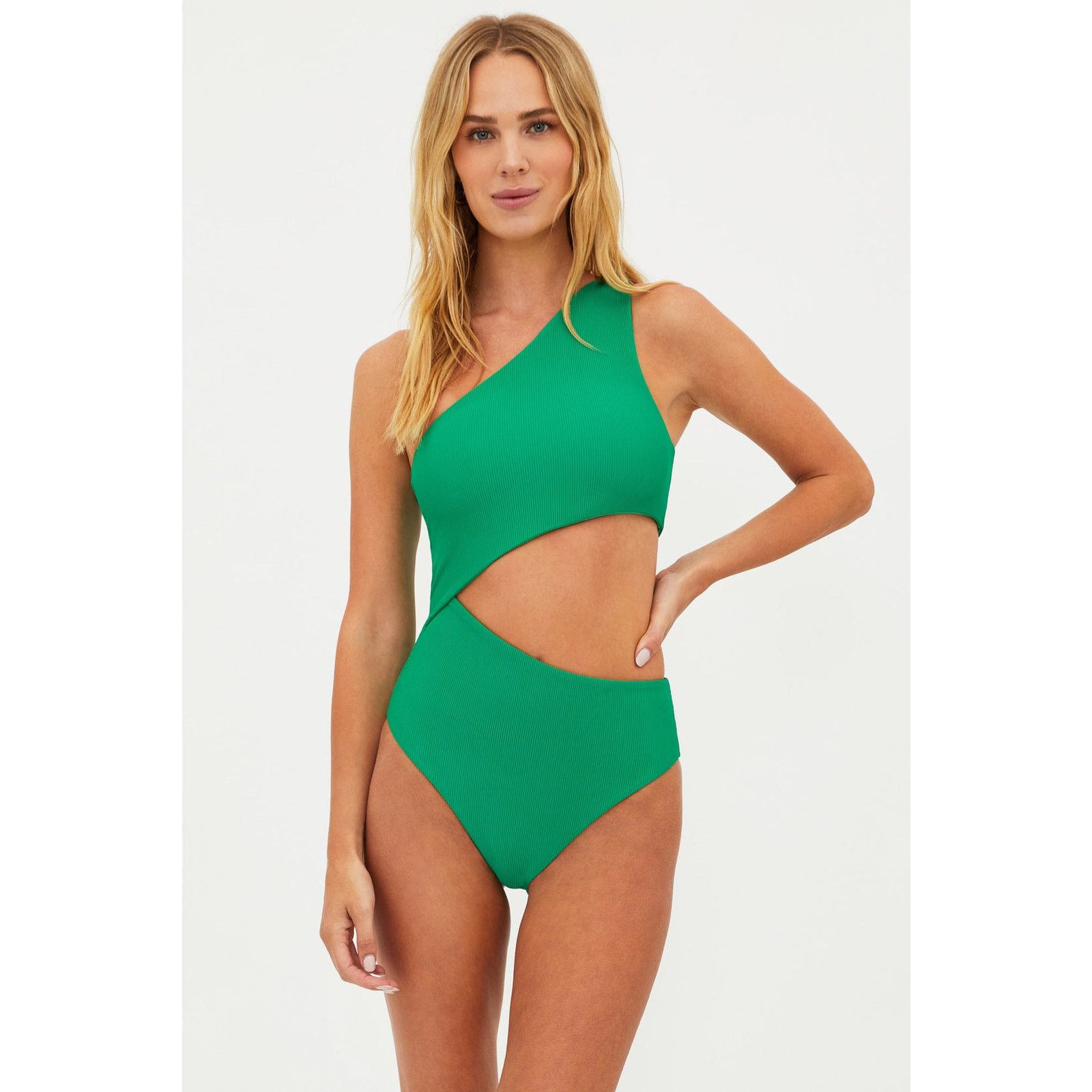 Beach Riot × Free People New Celine Ribbed One-Piece $148 SMALL Holly Green Size S / US 4 / IT 40 - 6 Thumbnail