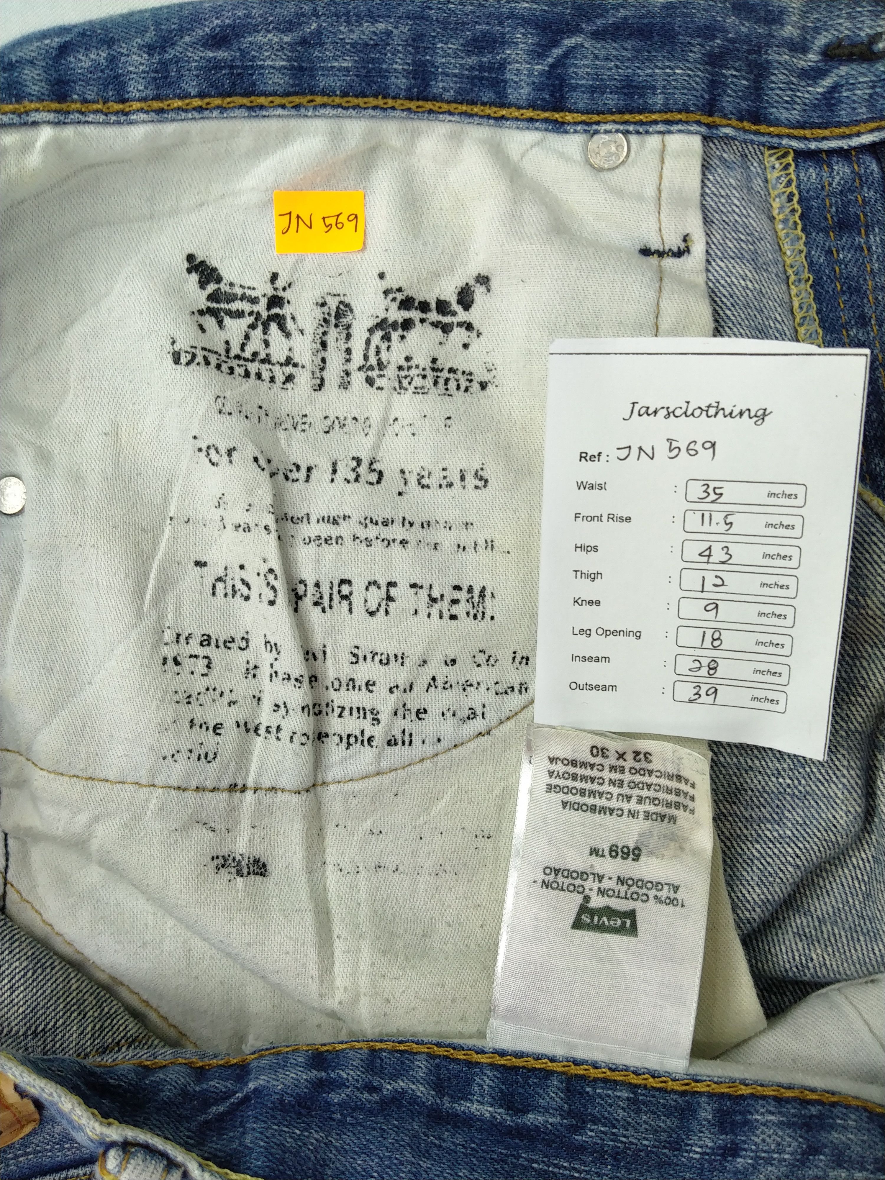 Levi's Vintage Levi's 569 Dirty Distressed Denim 35 x 28 -JN569 Size US 35 - 7 Thumbnail