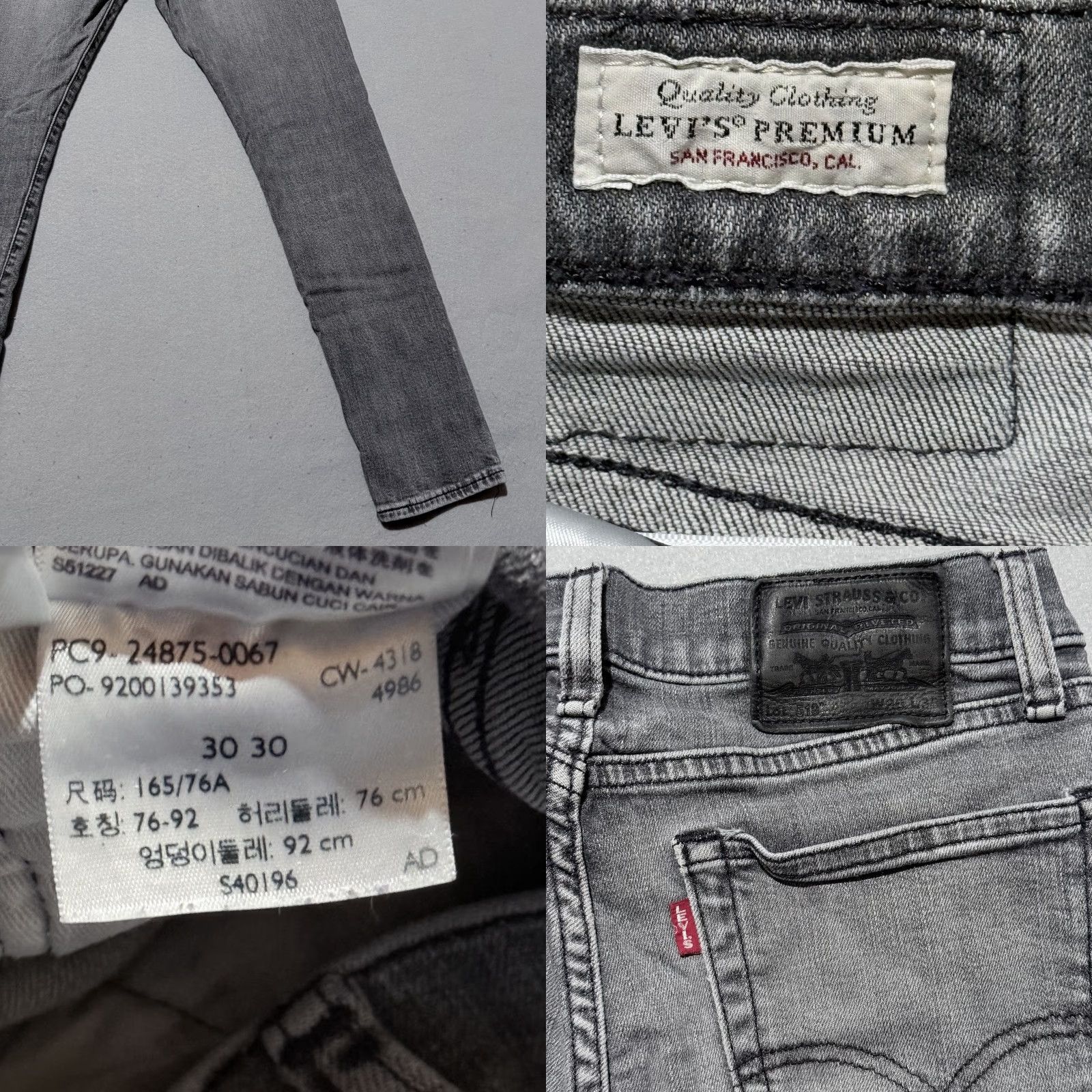 Levi's Levi's 519 Jeans Men Gray Distressed Slim Fit 30X30 Denim Premium Skinny - Jeans Size US 30 / EU 46 - 8 Thumbnail