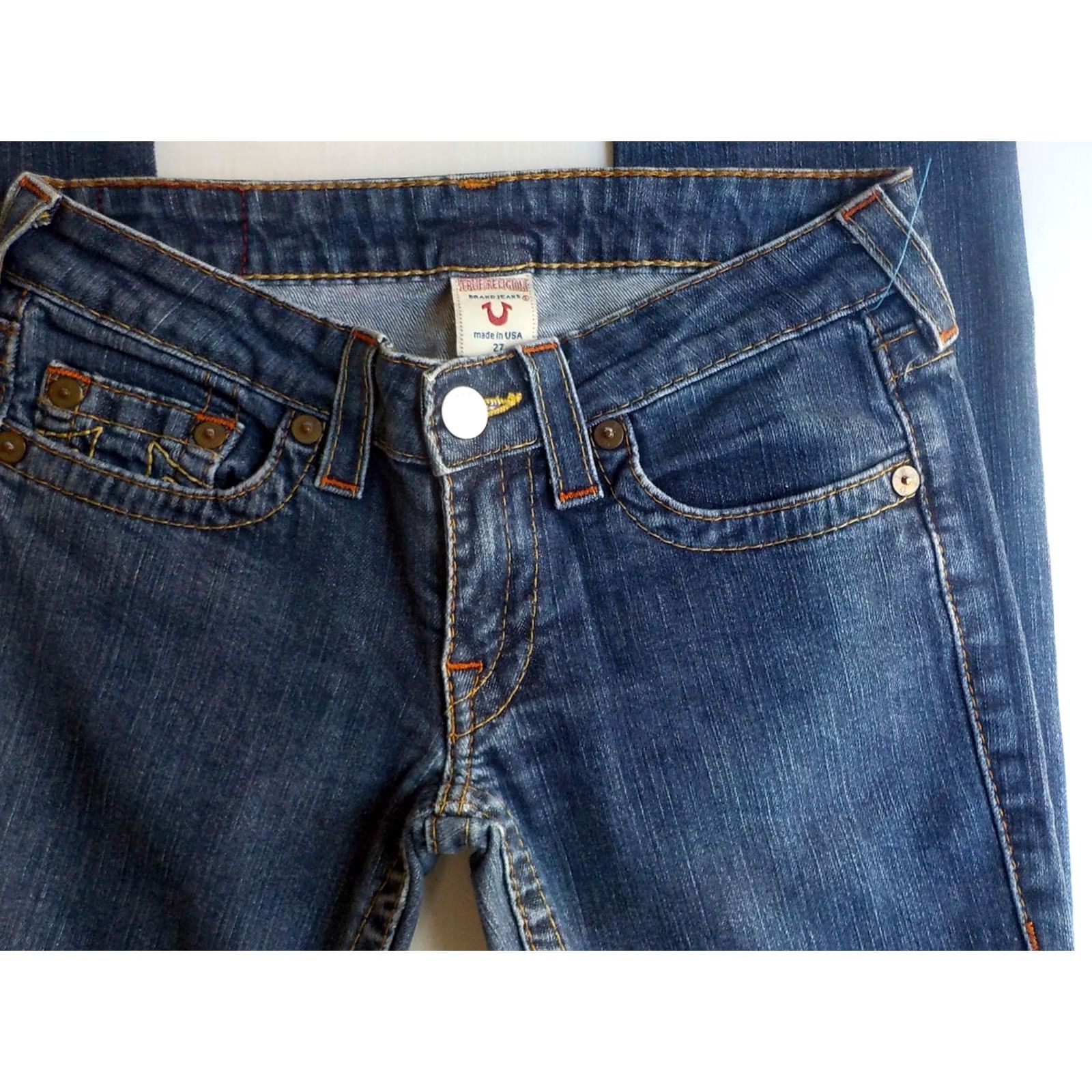 True Religion TRUE RELIGION Stevie Blue Denim Straight Leg Jeans SZ 27X30 Women's Cotton/Spandex Size 27" / US 4 / IT 40 - 2 Thumbnail