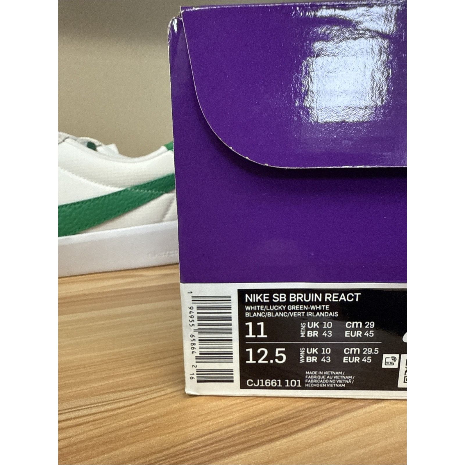 Nike Size 11 - Nike Bruin React SB White Lucky Green Size US 11 / EU 44 - 6 Thumbnail