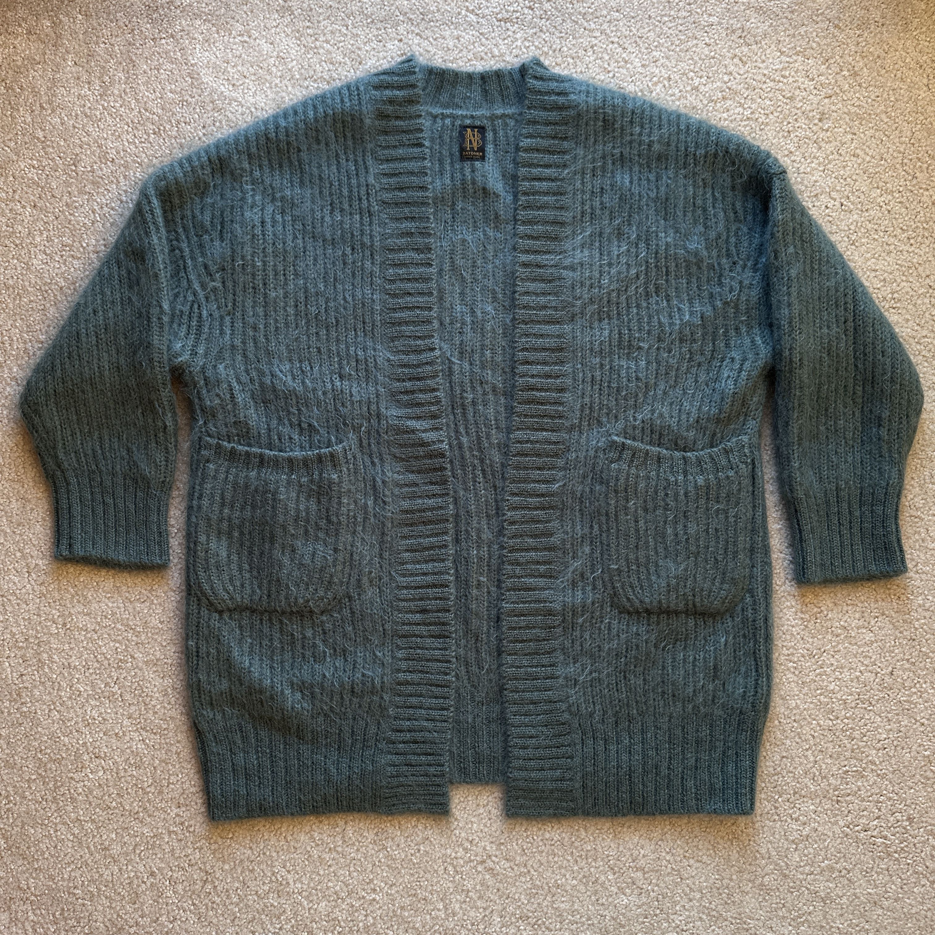 Batoner Batoner Oversized Mohair Wool Teal Green Ribbed Cardigan Size US M / EU 48-50 / 2 - 1 Thumbnail