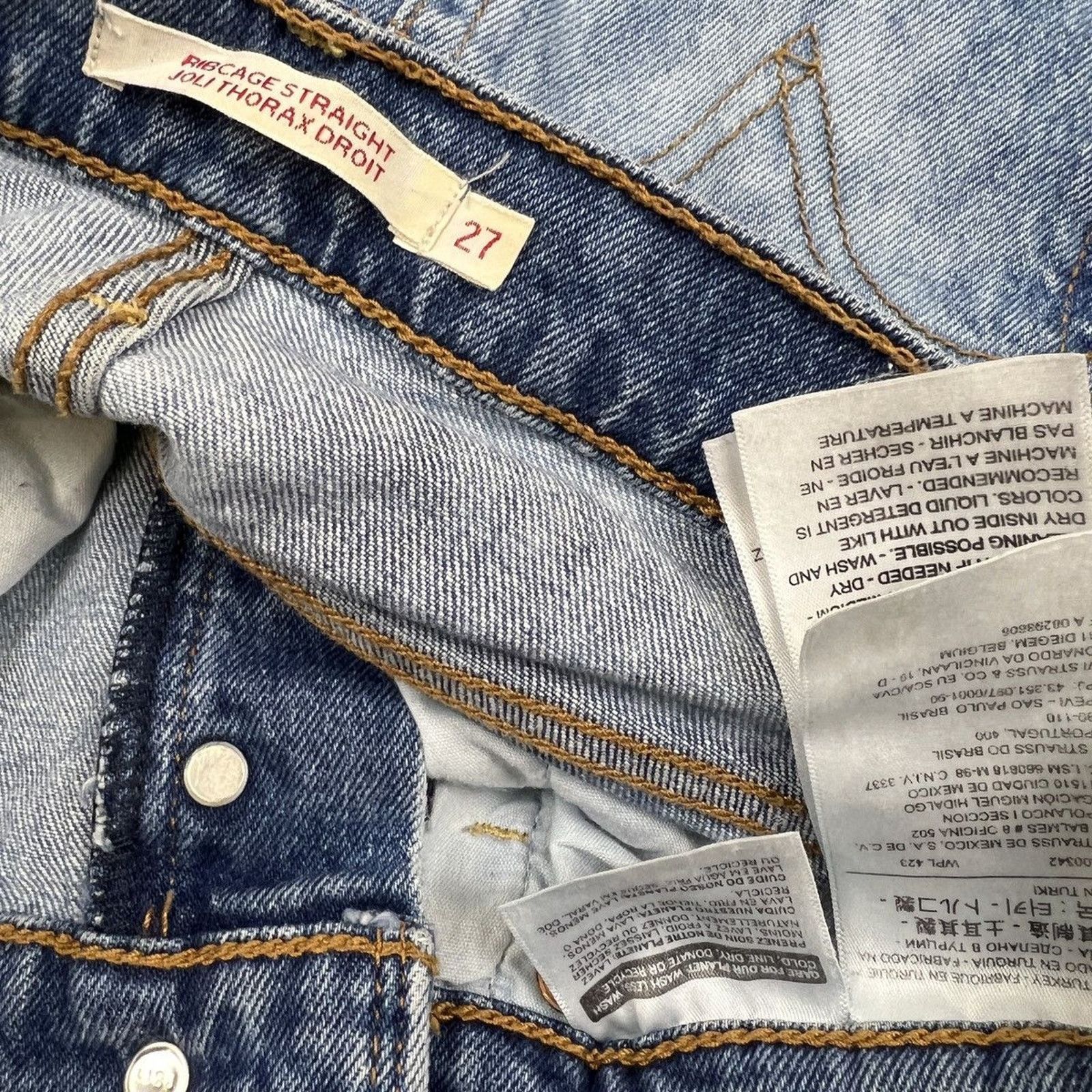 Levi's × Vintage Levi's Jeans 26x24 Ribcage Straight Distressed Denim Pants Size US 26 / EU 42 - 7 Thumbnail