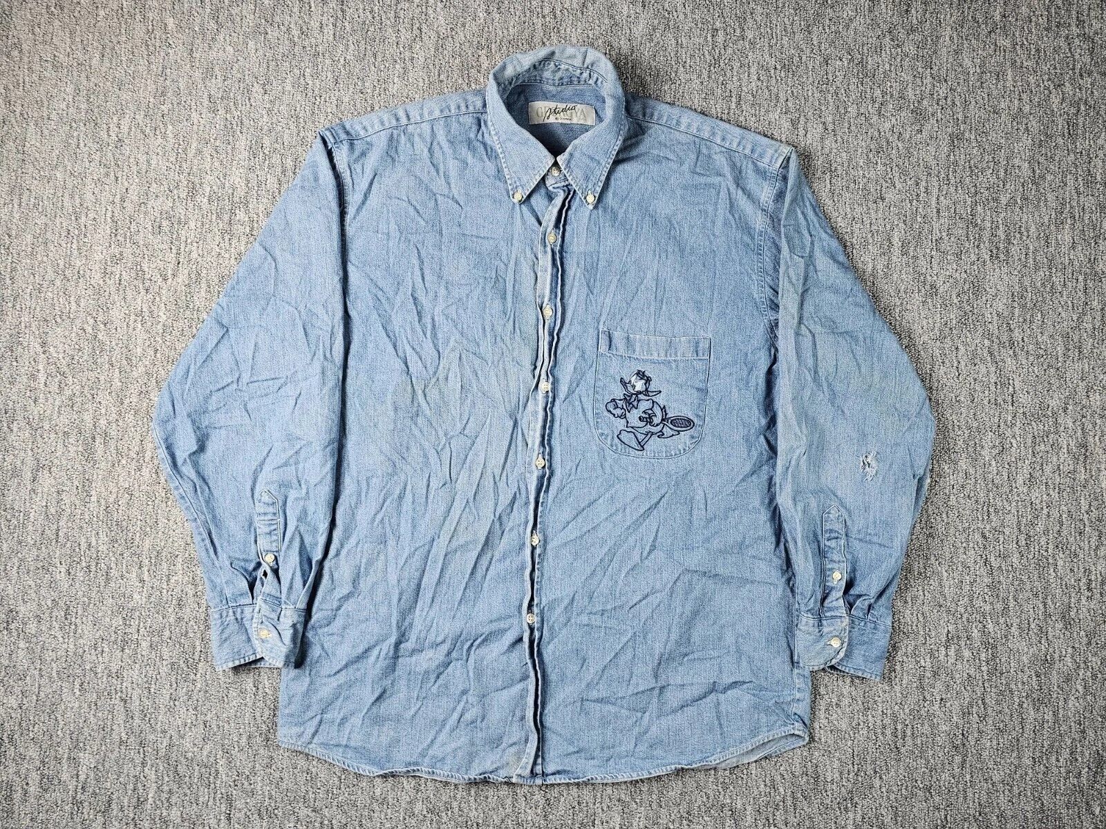 Other 90s Disney Paris Donald Duck Embroidered Denim Shirt L 90s Size US L / EU 52-54 / 3 - 1 Thumbnail