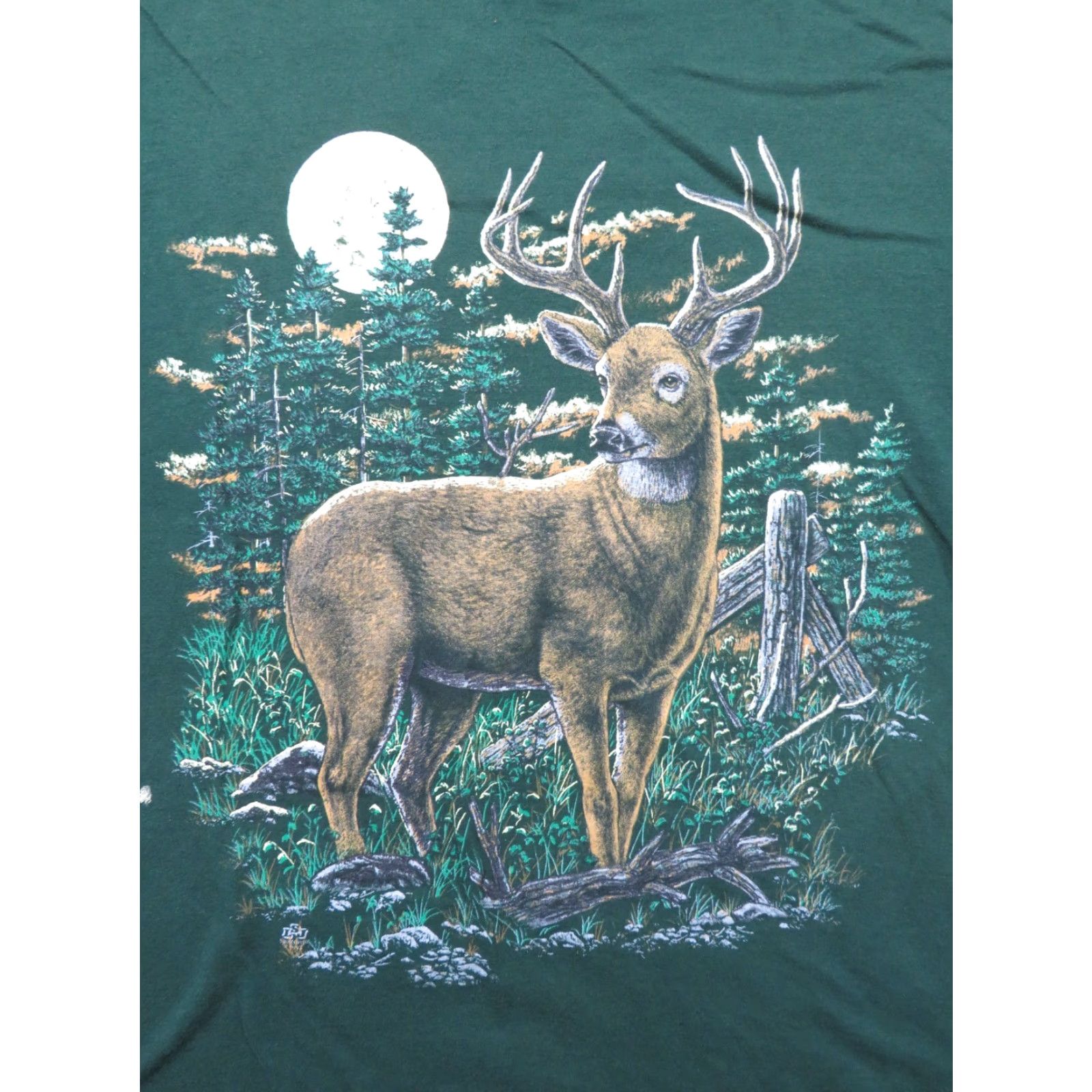 Fruit Of The Loom VTG Big Buck Deer Whitetail Green USA T-Shirt Adult XL Fruit of the Loom 90s Mens Short Sleeve Crew Neck Cotton Blend Graphic Print Vintage USA 1980s Size US XL / EU 56 / 4 - 2 Thumbnail