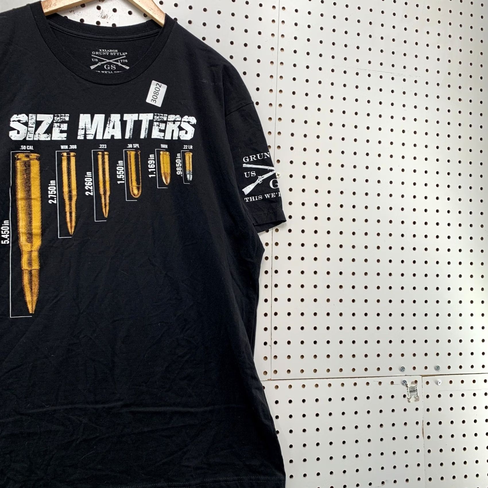 Vintage Grunt Style Shirt Mens 2XL Black SIze Matters Bullets Graphic USA FLag 24.5X31 Size US XXL / EU 58 / 5 - 4 Thumbnail