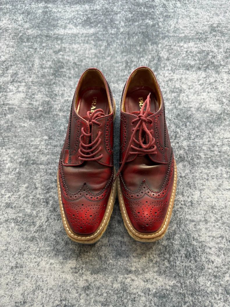 Prada Prada Burgundy Platform Oxford Shoes -2505 Size US 5.5 / EU 38 - 2 Thumbnail