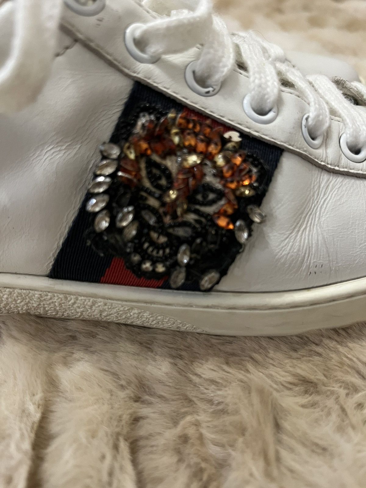 Gucci GUCCI Calfskin Web Studded Feline Ace Size US 6.5 / IT 36.5 - 11 Thumbnail