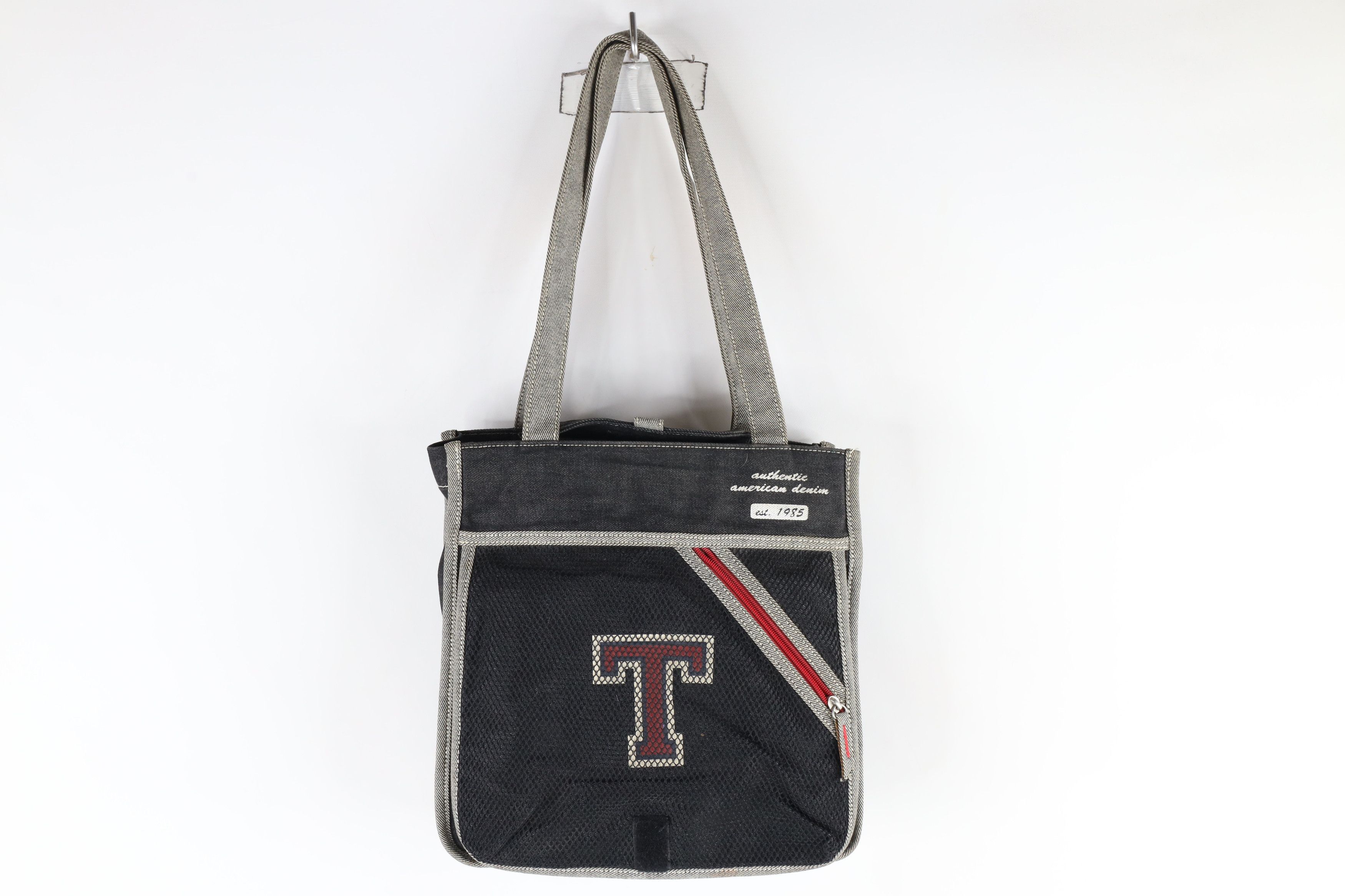 Tommy Hilfiger × Vintage Vintage 90s Tommy Hilfiger Distressed Spell Out Tote Messeng Size ONE SIZE - 1 Thumbnail