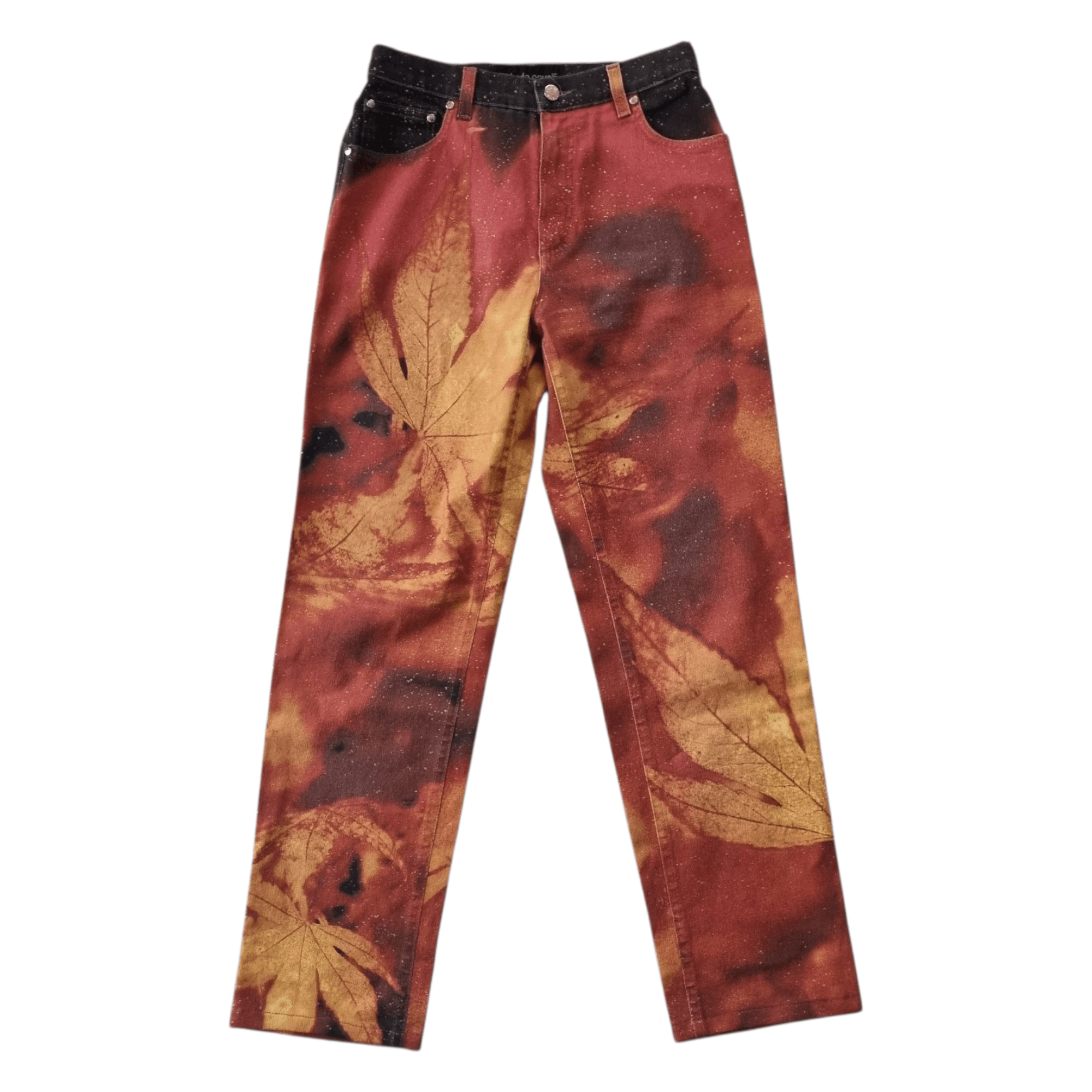 Roberto Cavalli Roberto Cavalli red leaf print jeans F/W 1999 Size 27" / US 4 / IT 40 - 1 Thumbnail