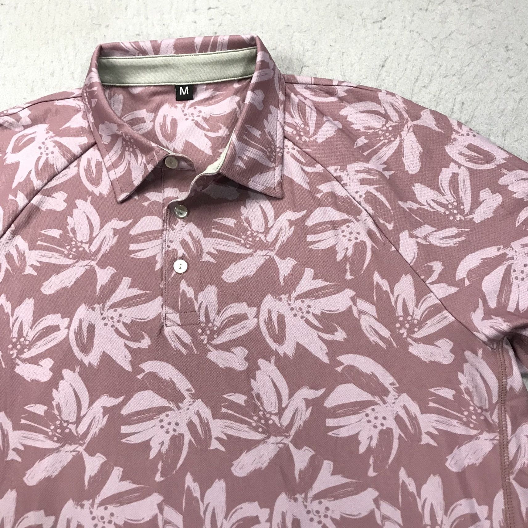 Vintage Public Rec Polo Shirt Mens M Pink Floral Stretch Short Sleeve Casual Polo Size US M / EU 48-50 / 2 - 3 Thumbnail