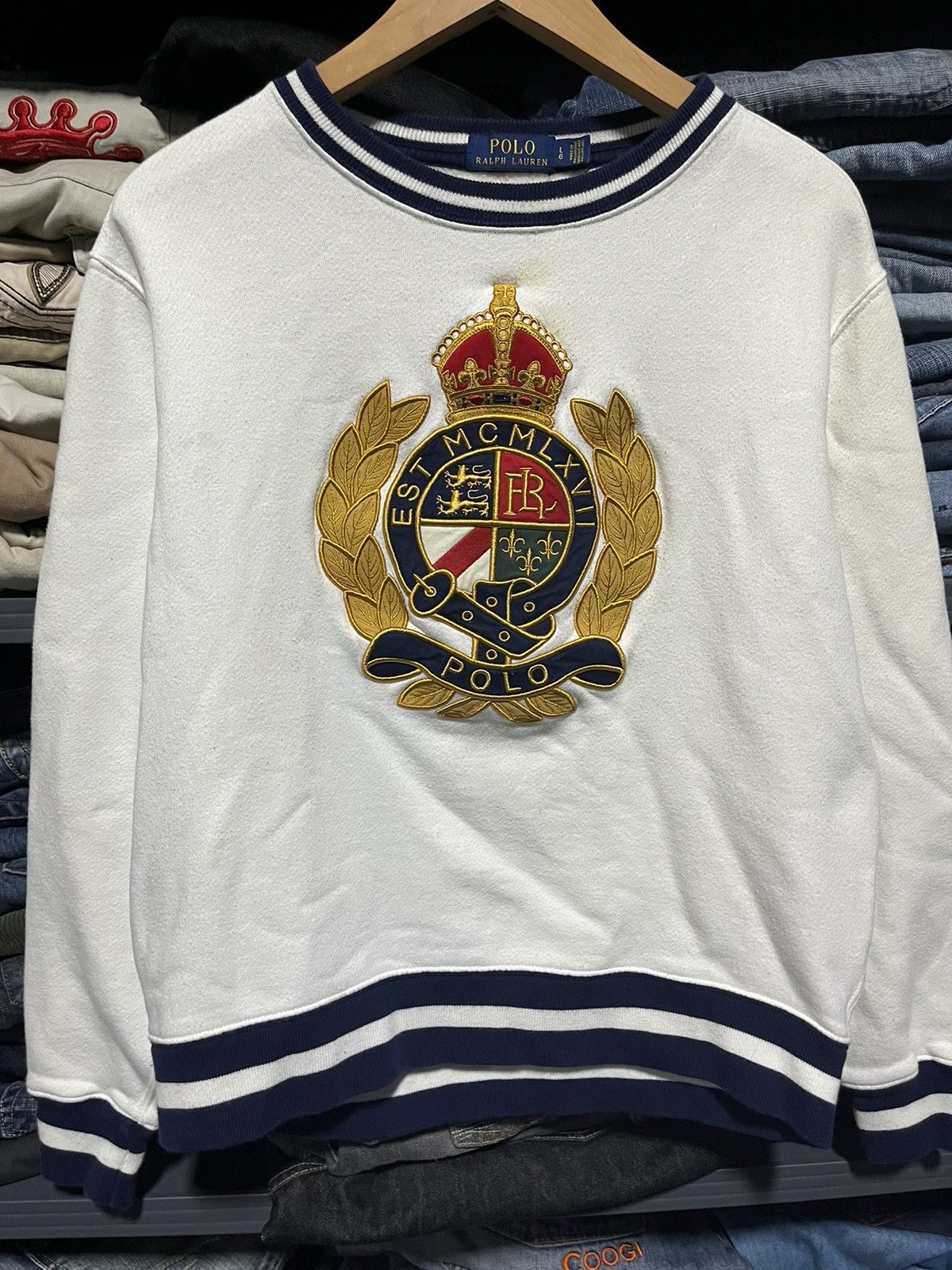 Polo Ralph Lauren × RRL Ralph Lauren × Vintage Crazy Polo Ralph Lauren Crest Logo Embroidered Crewneck Size US S / EU 44-46 / 1 - 2 Thumbnail