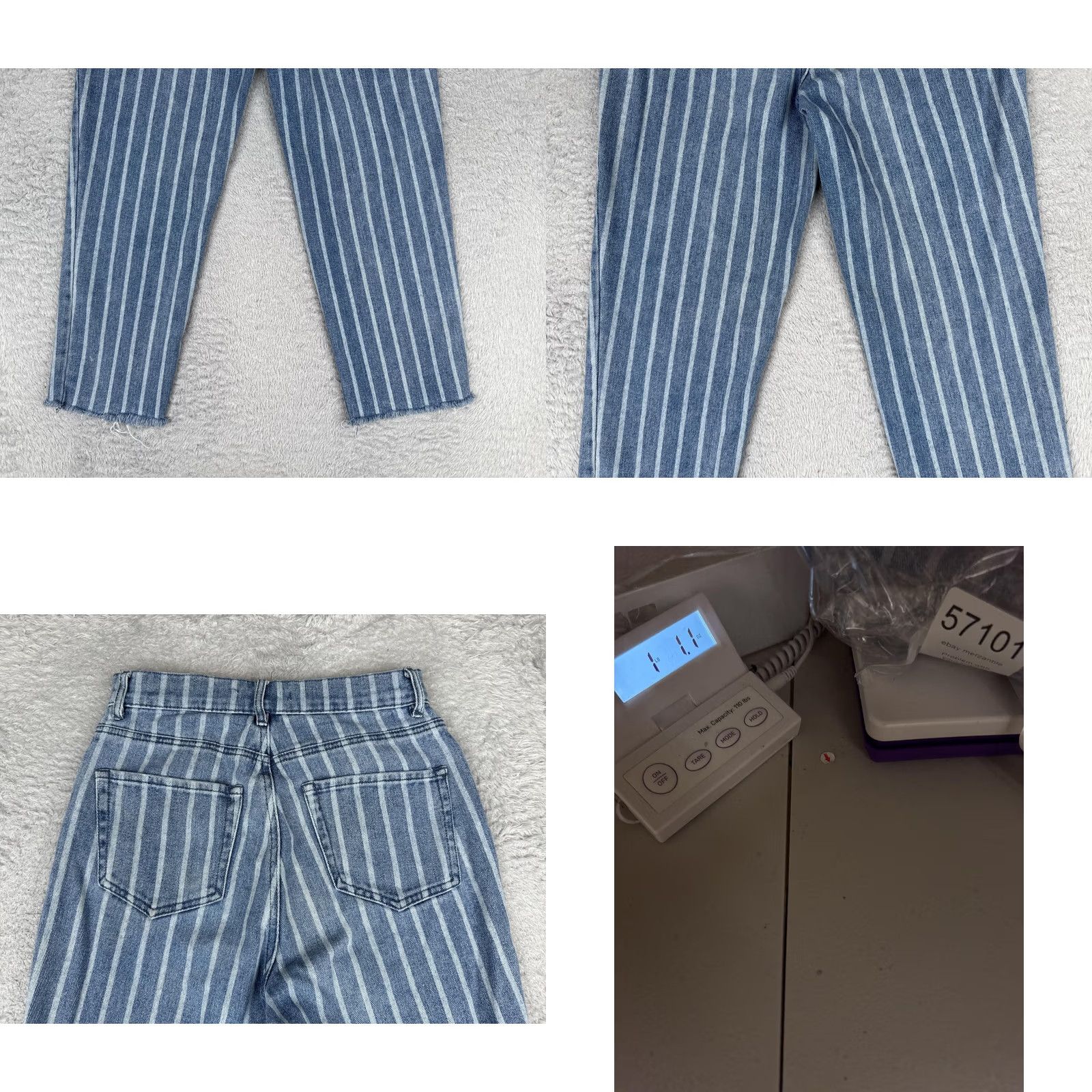 Pacsun PacSun Womens 29 Straight Jeans Blue Medium Wash High Rise Crop Striped 5-Pocket Denim Cotton N/A Size 29" - 10 Thumbnail