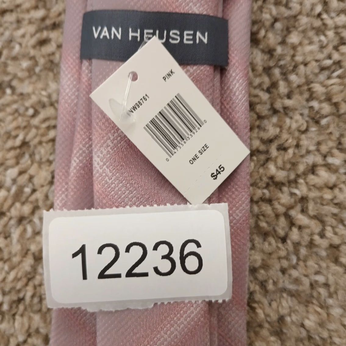 Van Heusen Van Heusen Necktie Pink Plaid Polyester Travel Men Tie Classic 57"-60" Pointed vintage No Size ONE SIZE - 6 Thumbnail