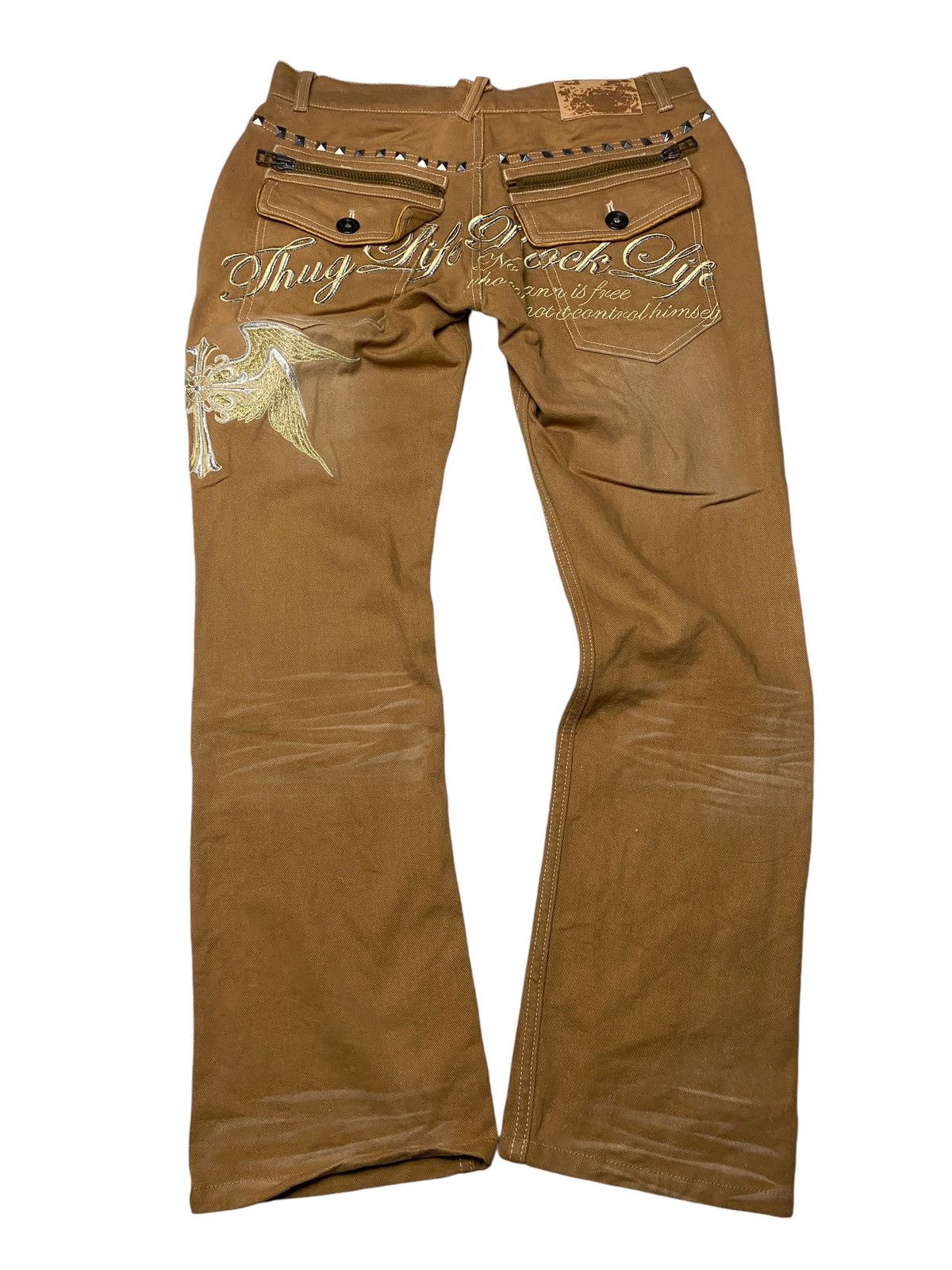 If Six Was Nine × Japanese Brand × Le Grande Bleu (L.G.B.) 2000's Gladiate Flared Poem Wings Seawashed Pants Size US 35 - 1 Thumbnail