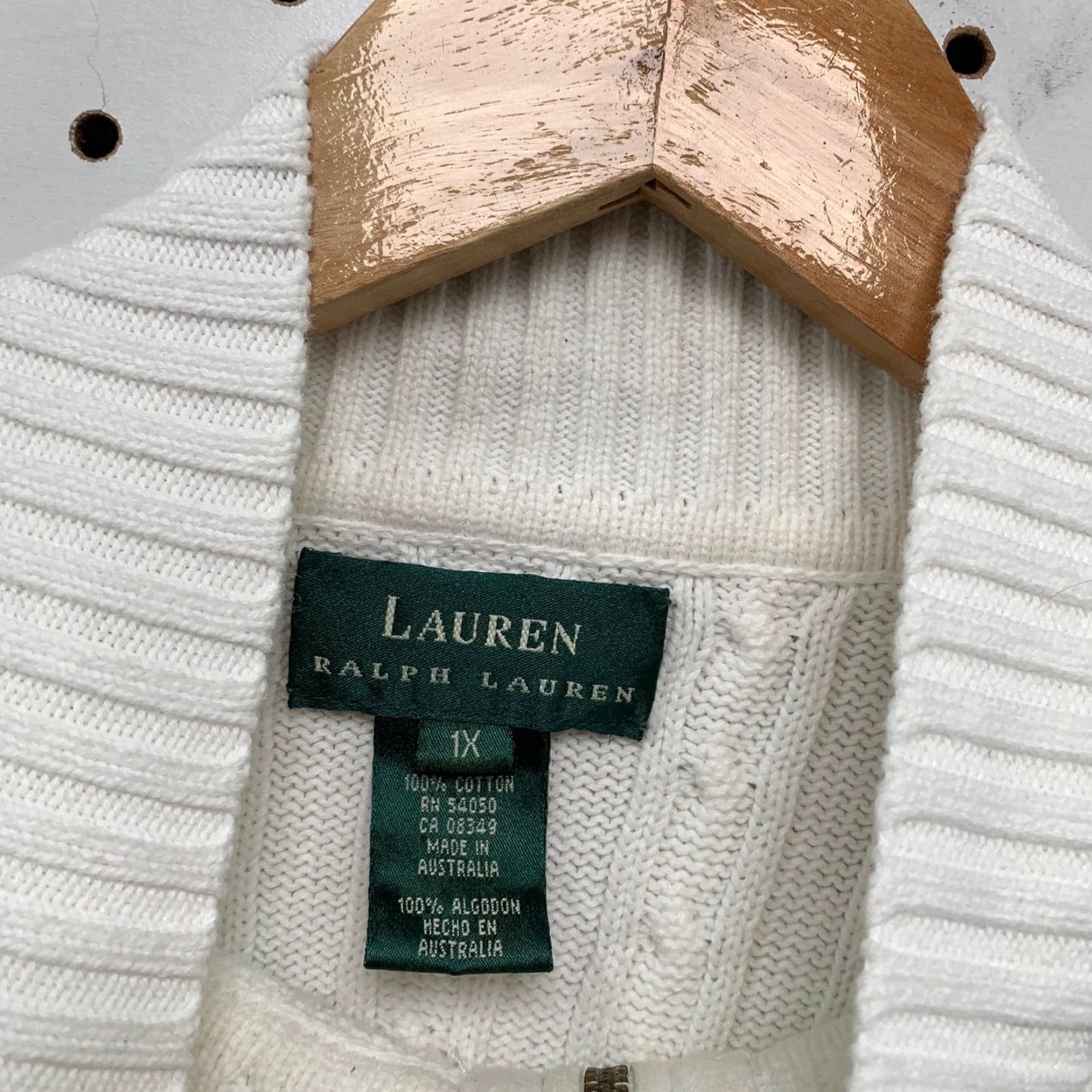 Ralph Lauren Lauren Ralph Lauren Sweater Womens Plus 1X White Cable Knit 1/4 Zip Pullover Size XL / US 12-14 / IT 48-50 - 3 Thumbnail