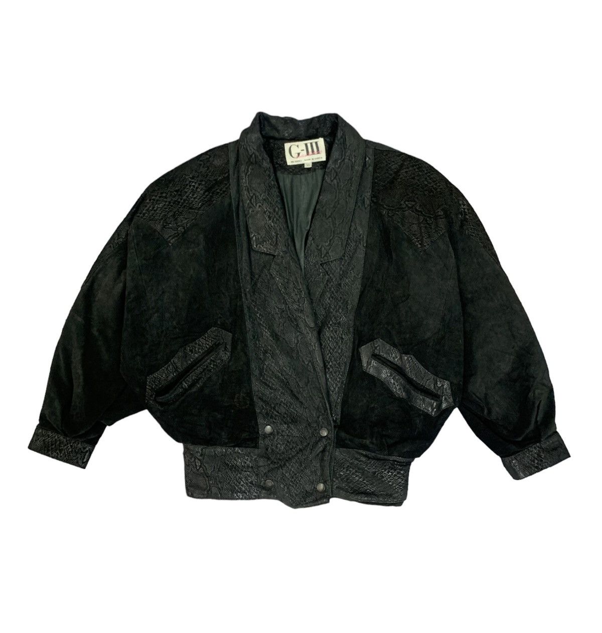 image of Genuine Leather x Leather Jacket Vintage G-Iii Eggshell Cropped Leather Jacket in Black (Size Large