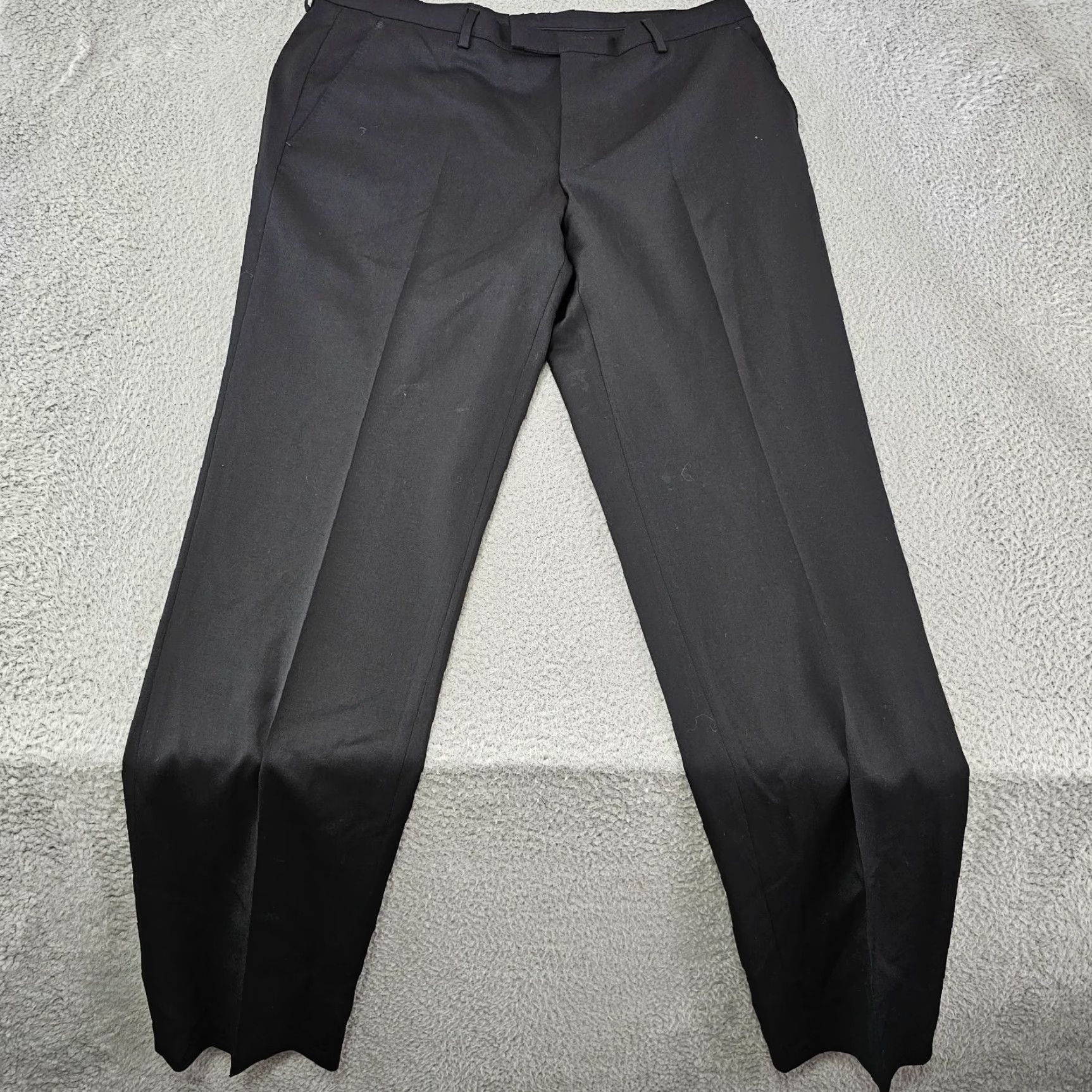 Hugo Boss Hugo Boss Dress Pants Mens Size 35x33 Black Johnstons Lenon Wool Flat Front Regular Straight Pants Mens Black Size US 35 - 2 Thumbnail