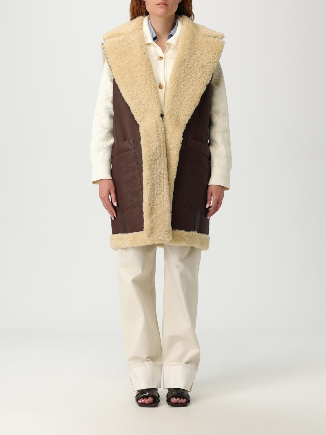 Bottega Veneta Bottega Veneta Waistcoat Woman Brown Size S / US 4 / IT 40 - 1 Thumbnail