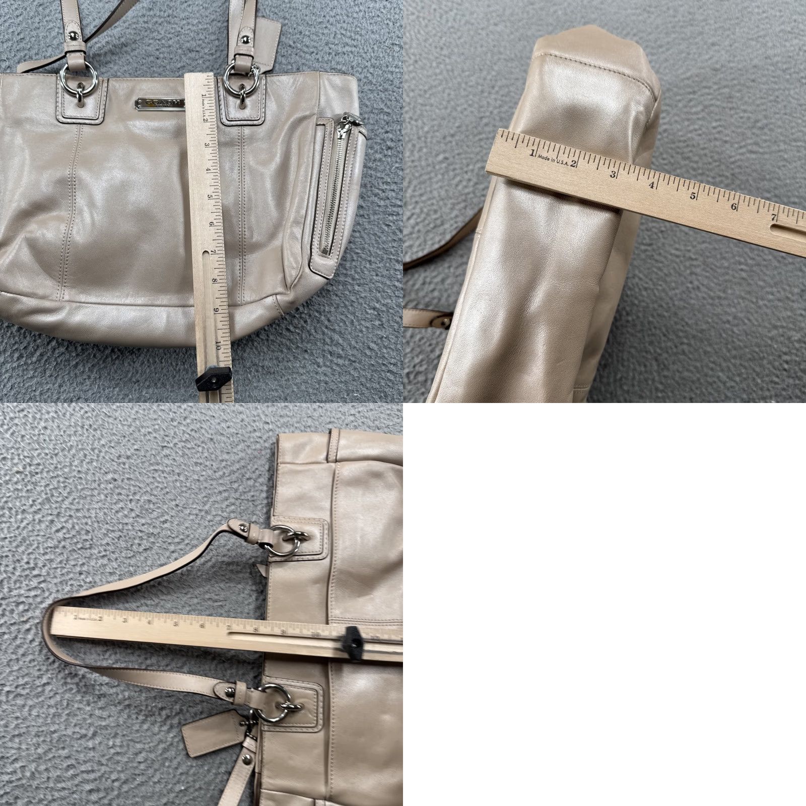 Coach C O A C H Gallery Tote Shimmer Beige Shoulder Purse Bag F19252 Side Zippers Charm Size ONE SIZE - 9 Thumbnail