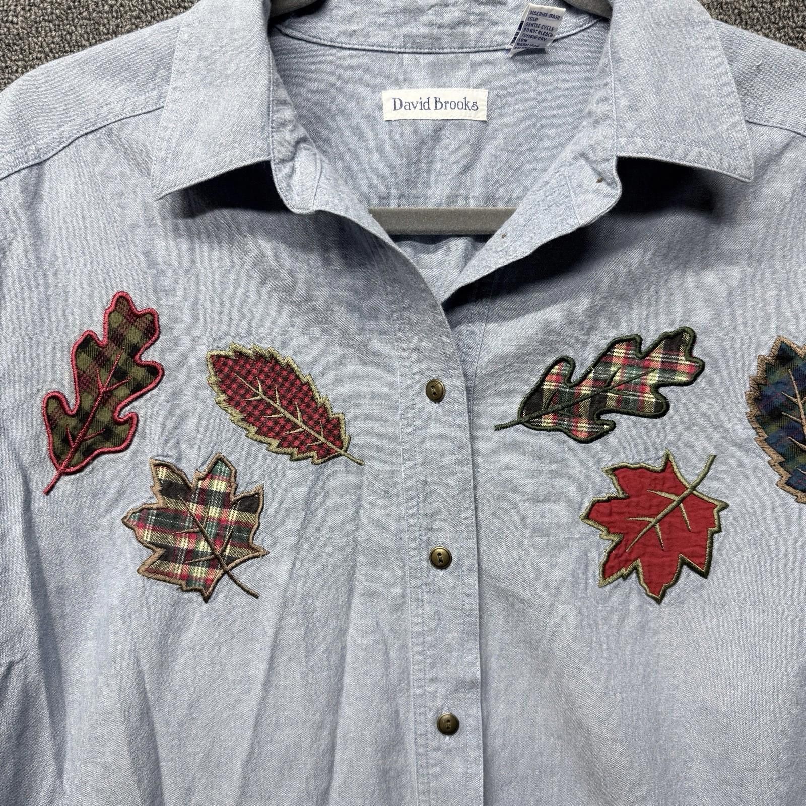 Other David Brooks Denim Shirt AutumnLeaf Embroider Grandma Sz 12 Size XL / US 12-14 / IT 48-50 - 3 Thumbnail
