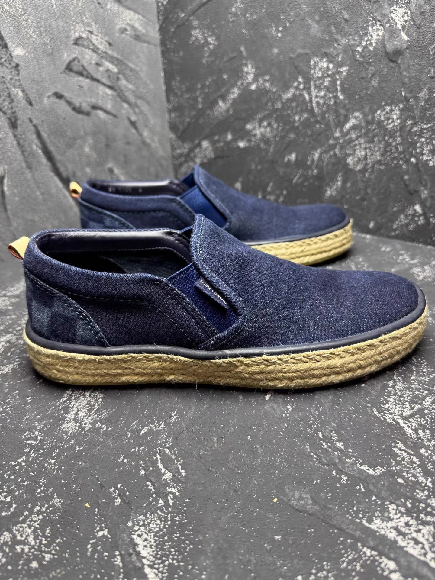 Louis Vuitton LV Denim Damier Raffia Espadrilles Q10 Size US 7 / EU 40 - 5 Thumbnail