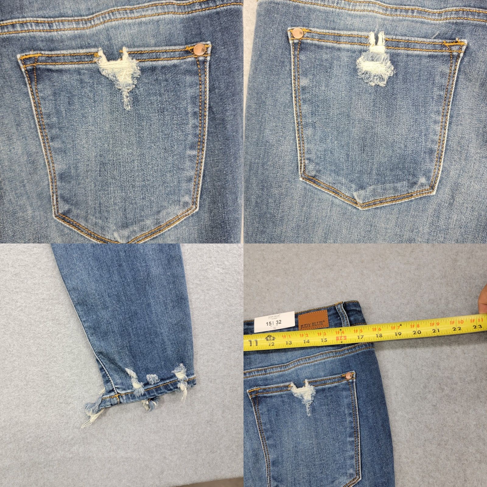 Vintage Judy Blue Jeans Womens 15/32 Dark Blue high Rise Distressed skinny fit NWT Jeans Size 36" / US 14 / IT 50 - 9 Thumbnail