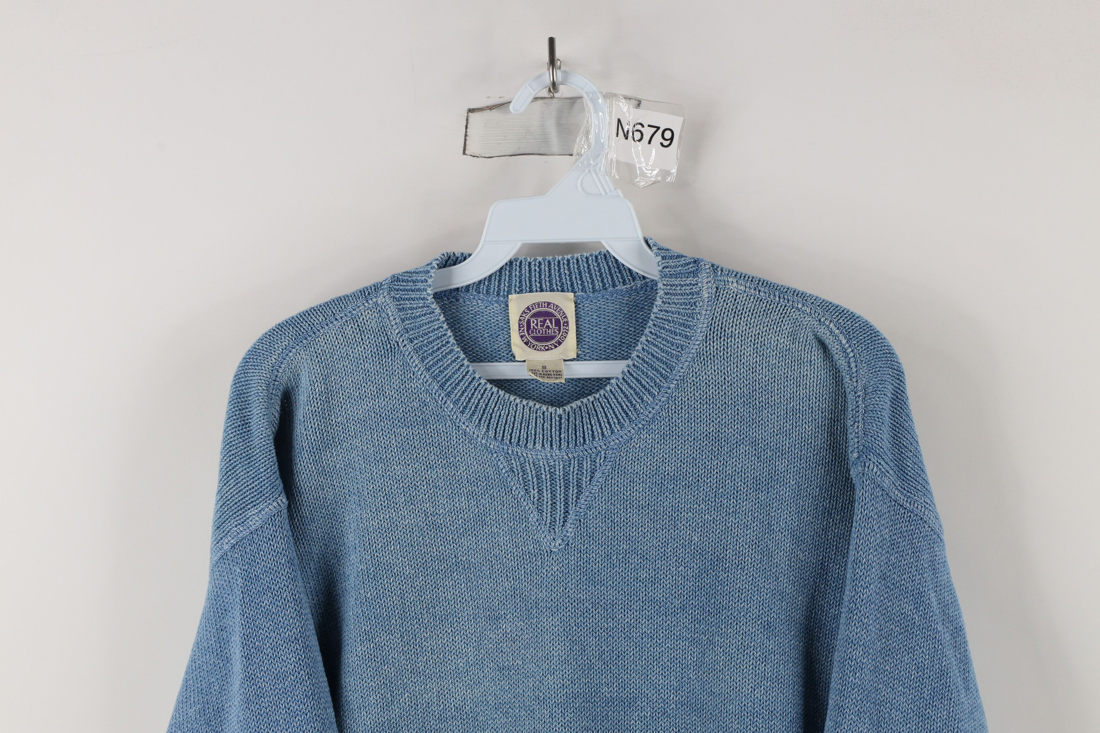 Vintage Vintage 90s Streetwear Stonewash Cotton Knit Sweater Blue Size US S / EU 44-46 / 1 - 2 Thumbnail