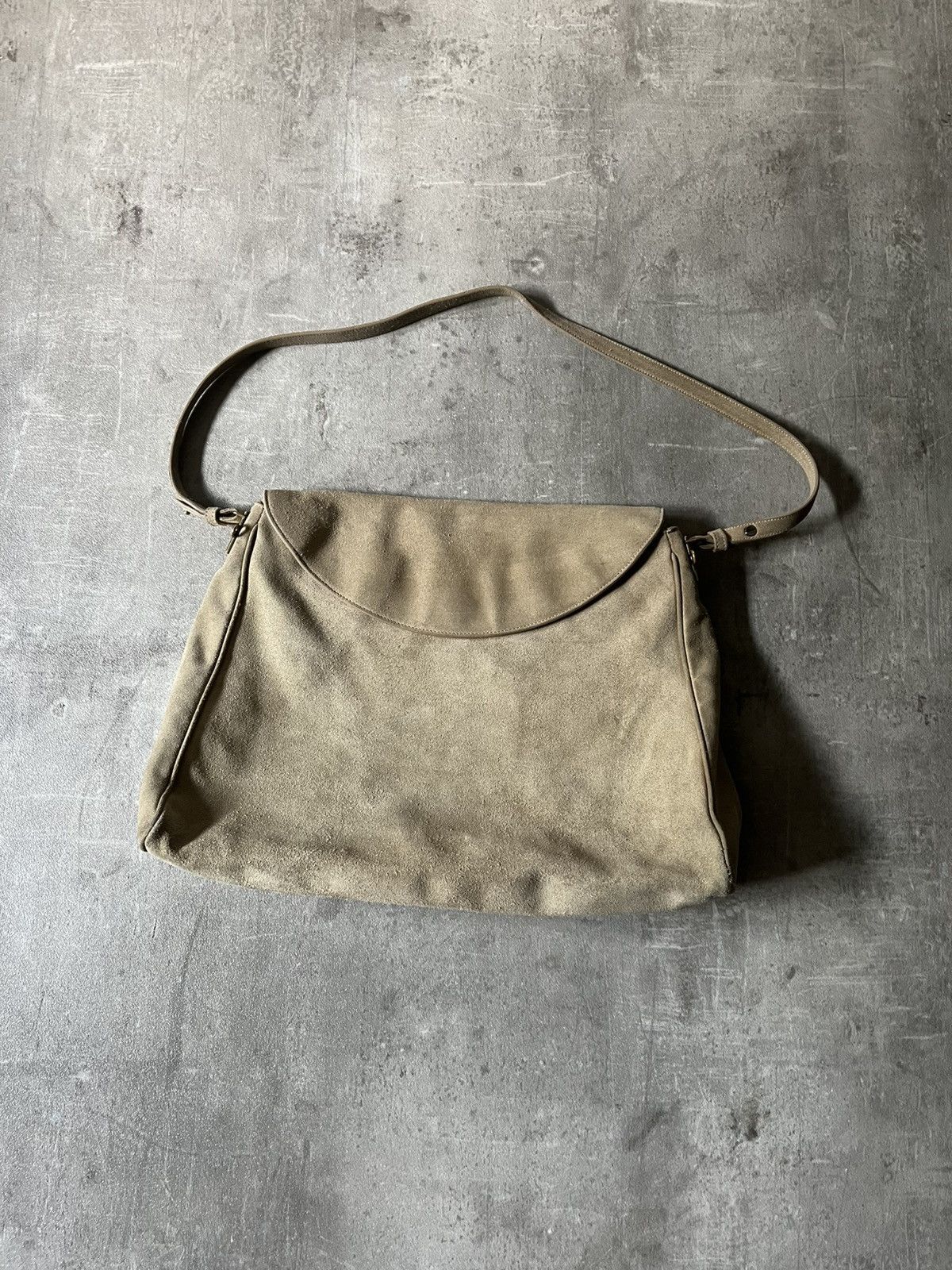 Vintage Jil Sander suede shoulder bag khaki green