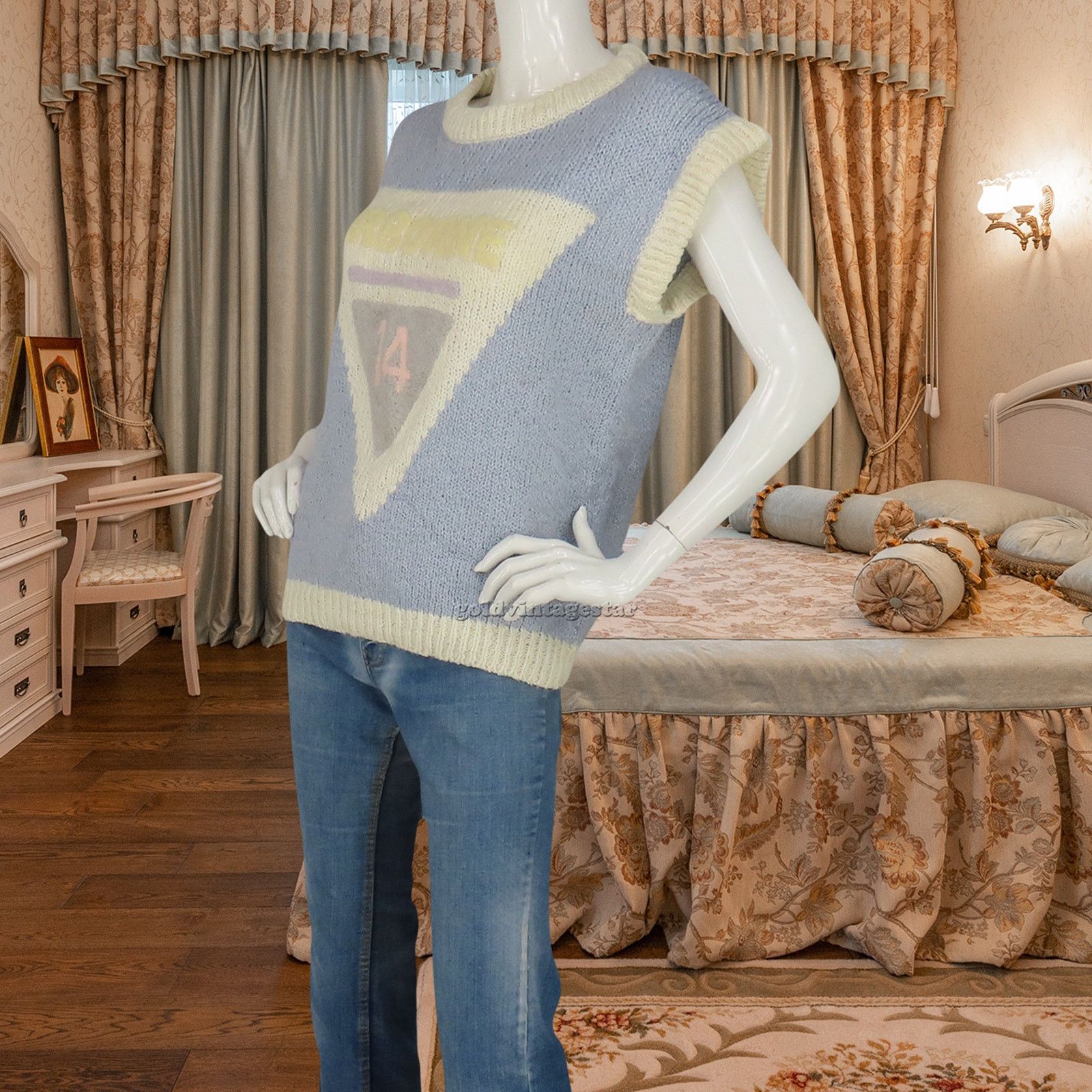 Other Vintage 3D Airborne Pastel Blue Fairy Kei Knit Sweater Vest Size M / US 6-8 / IT 42-44 - 8 Thumbnail